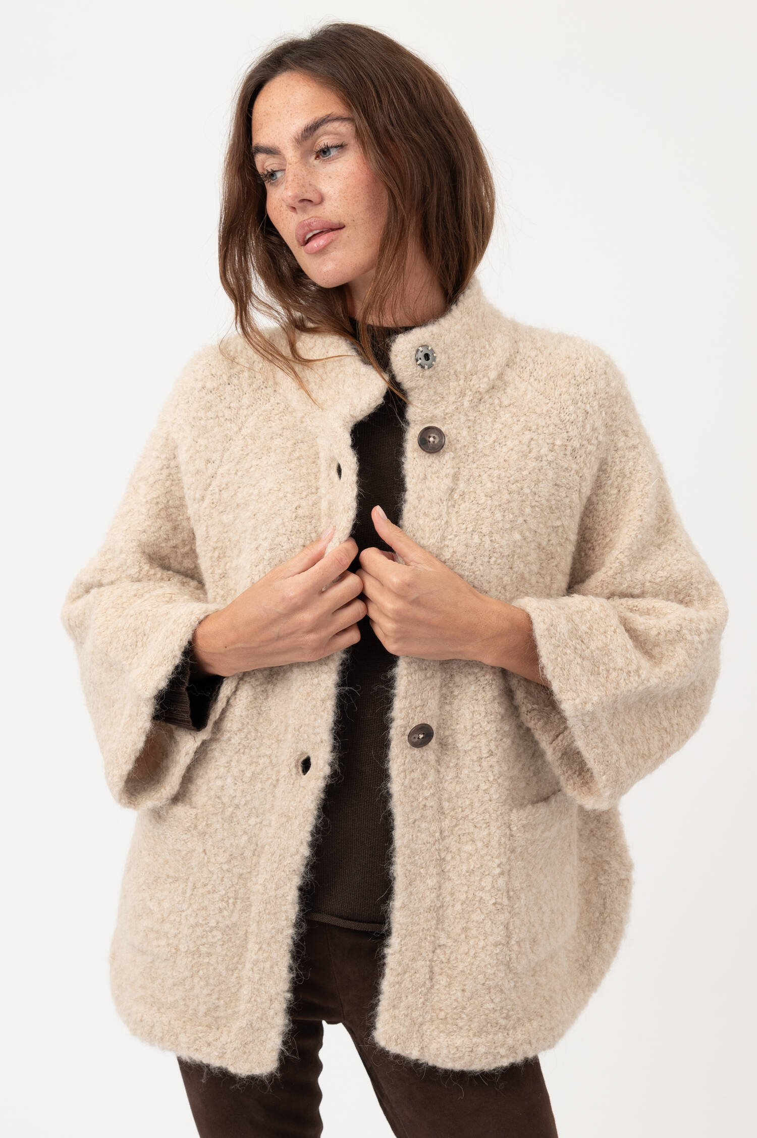 Alpaka-Woll-Mix-Cardigan in Beige Alpaka-Woll-Mix-Cardigan in Beige