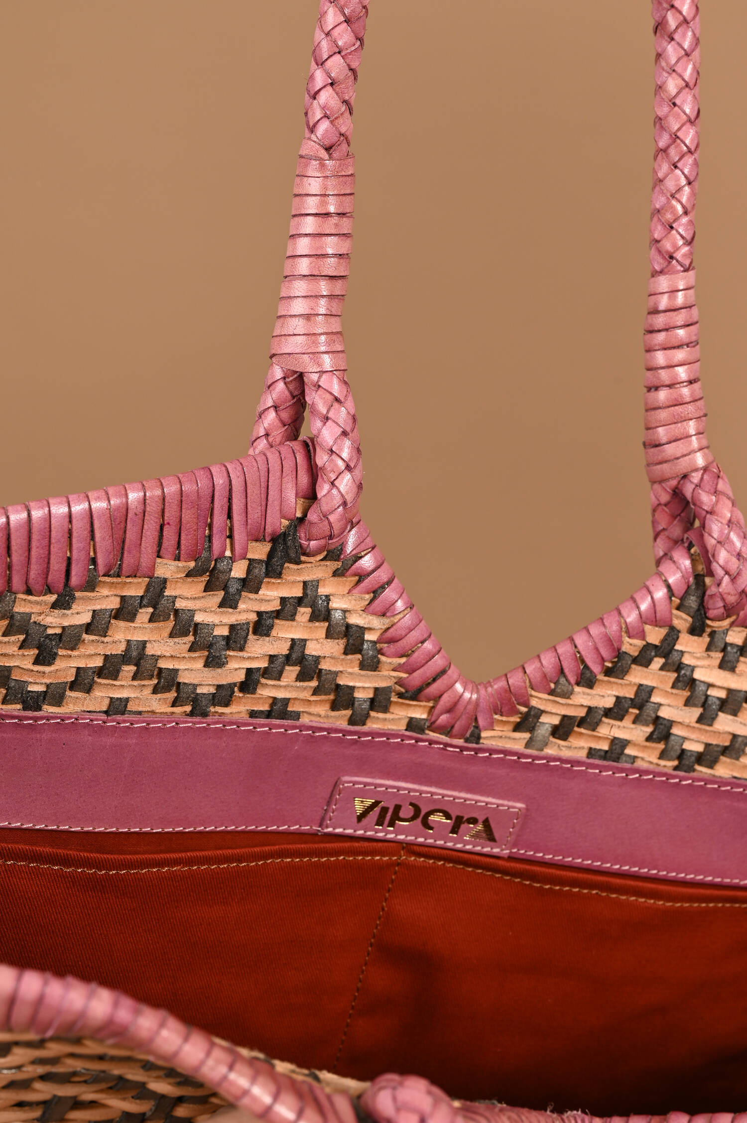 Leder Tote CRUDELIA FLOWER in Pink/Natur/Olive Leder Tote CRUDELIA FLOWER in Pink/Natur/Olive