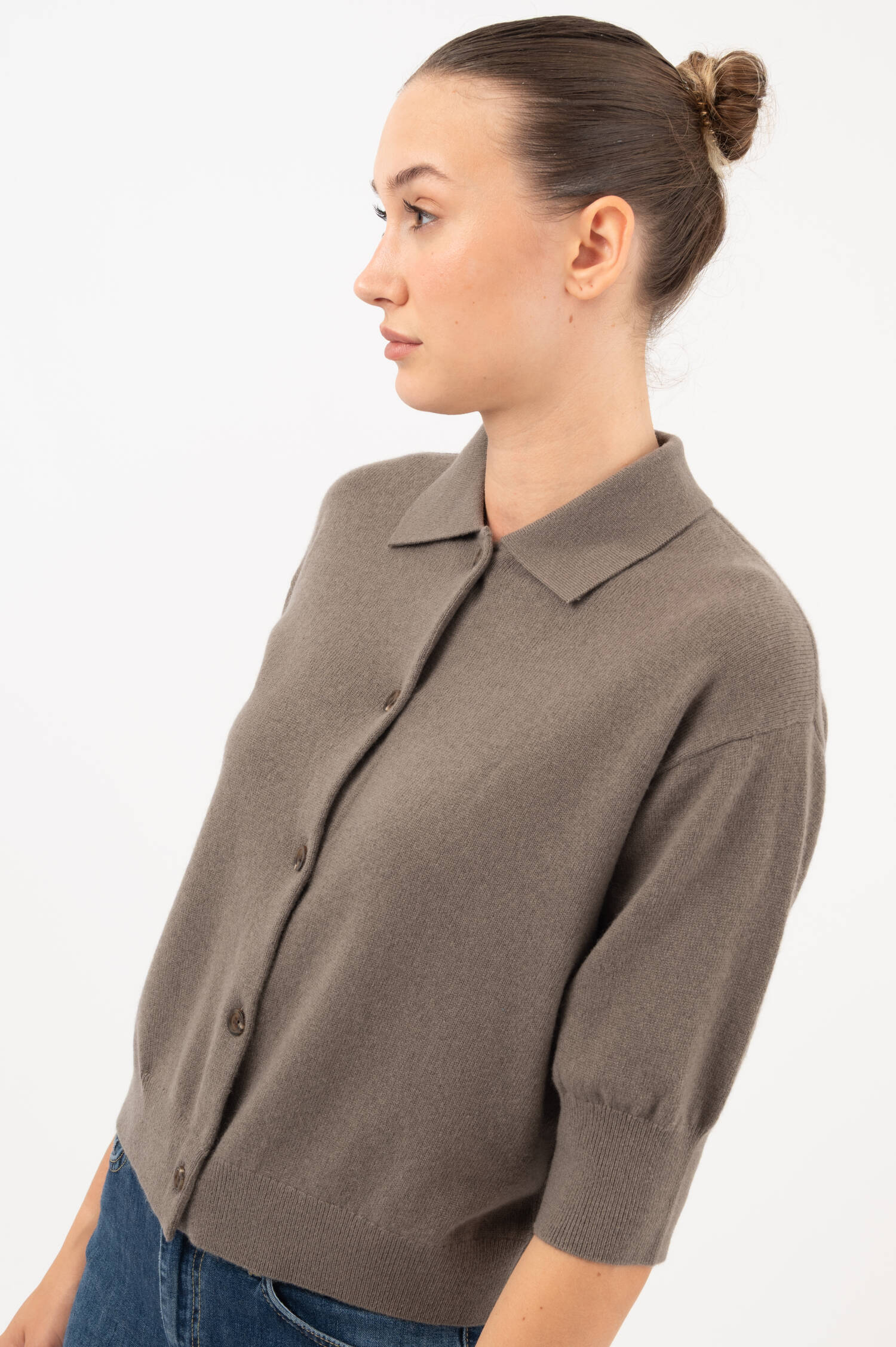 Polo-Cardigan MELINA in Taupe Polo-Cardigan MELINA in Taupe