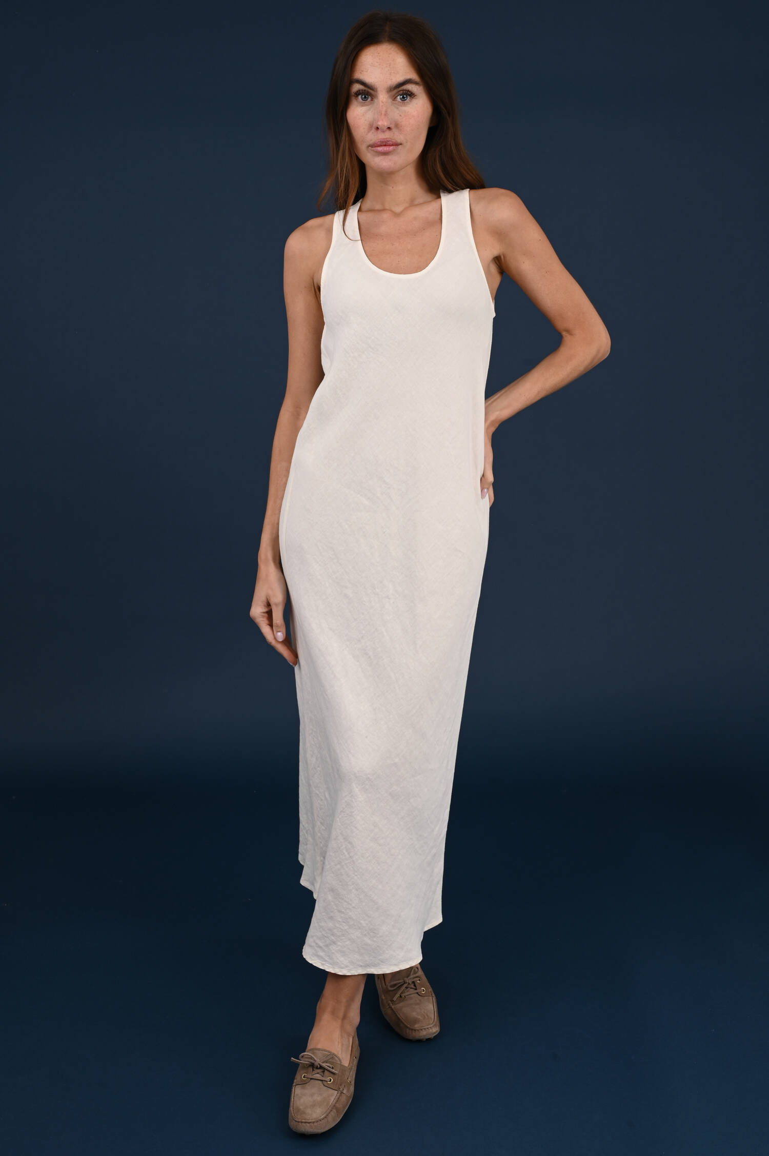 Leinenschlupfkleid in Shellbeige