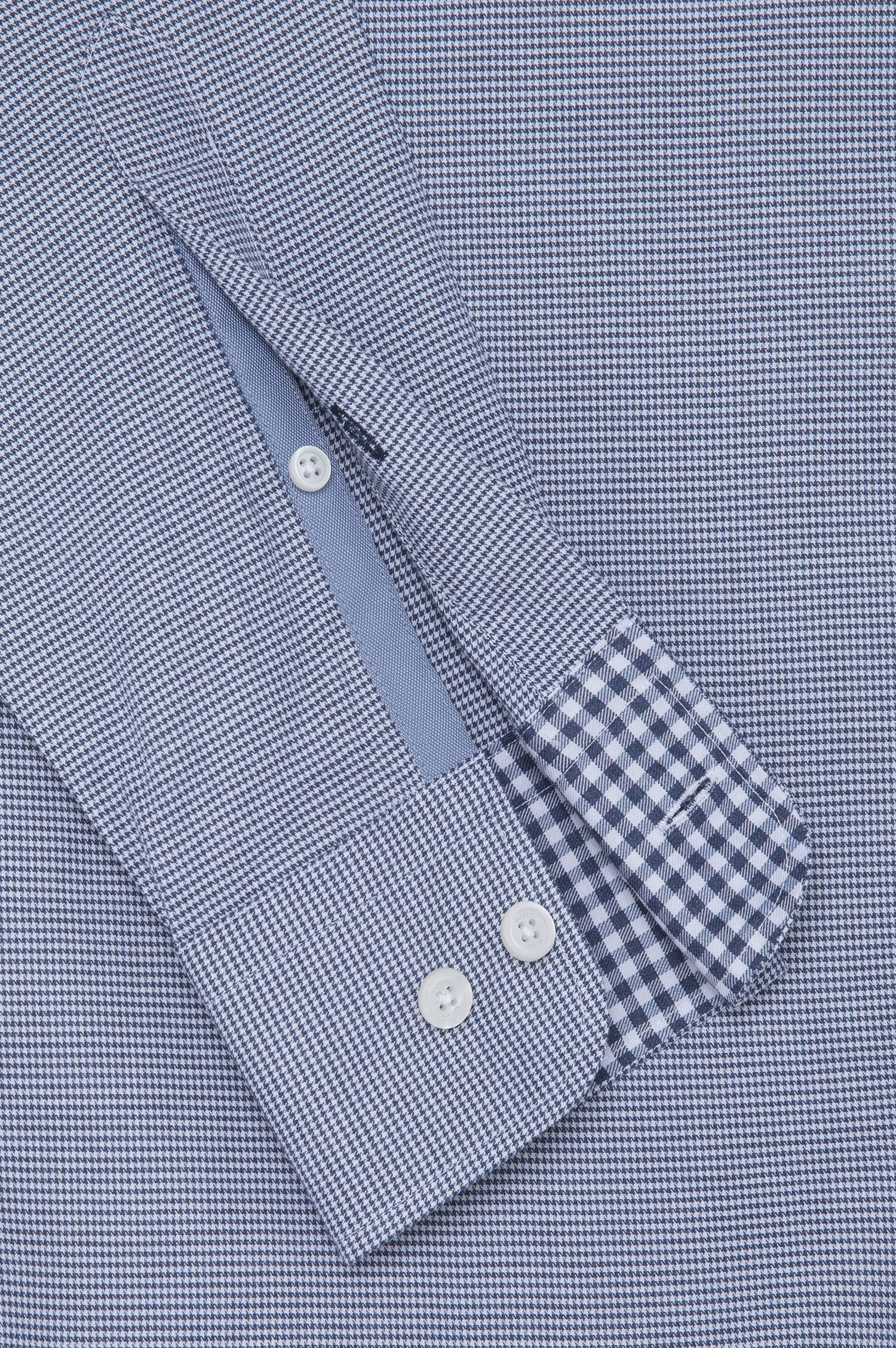 Gemustertes Baumwollhemd in Navy/Weiß