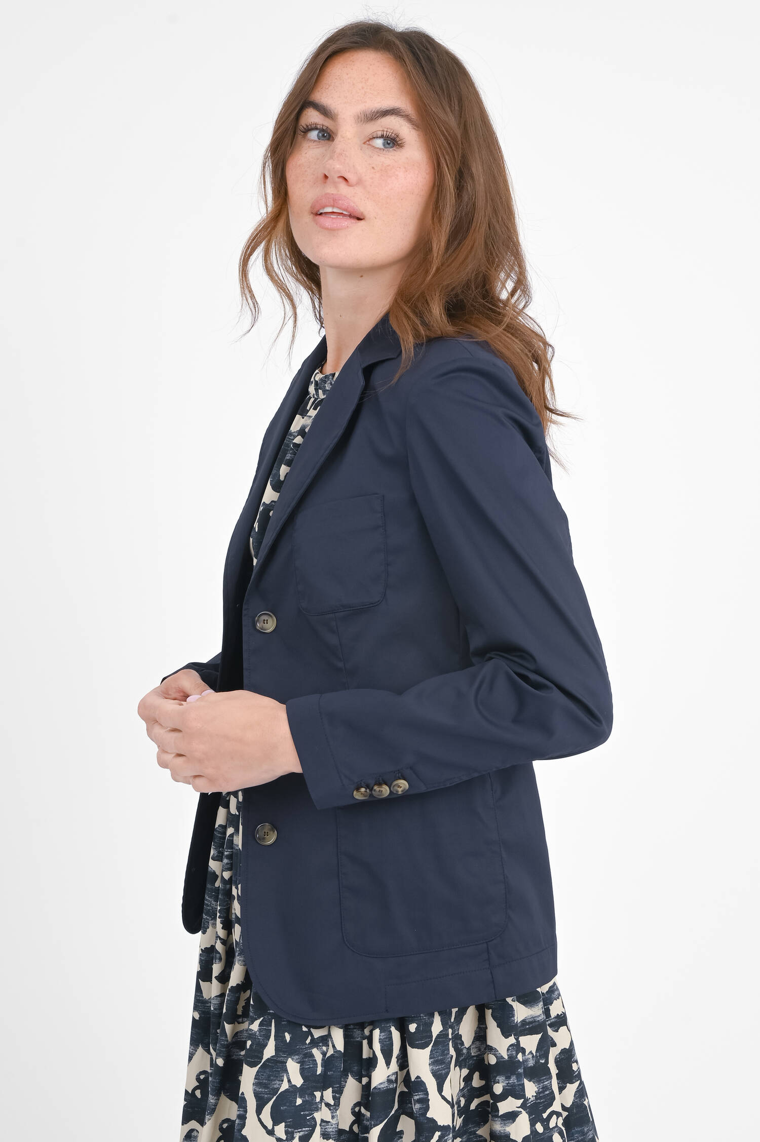 Baumwoll-Blazer in Navy
