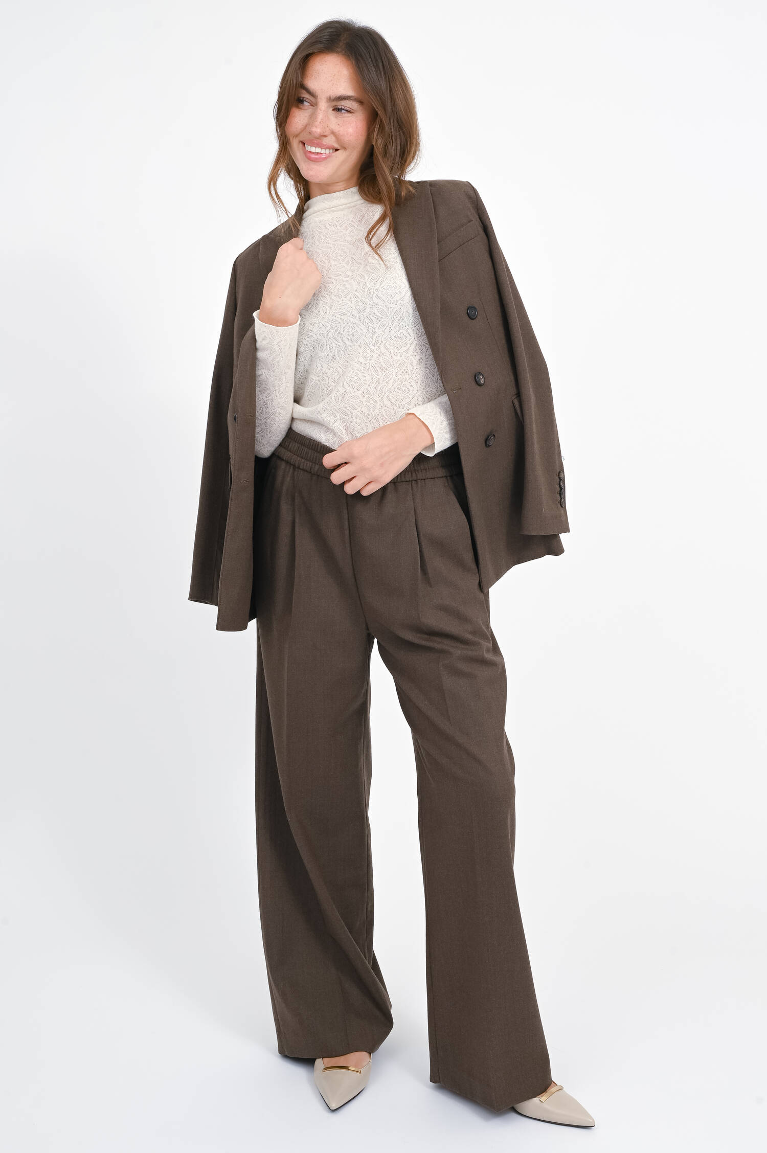 Doppelreihiger Blazer in Kaffee meliert