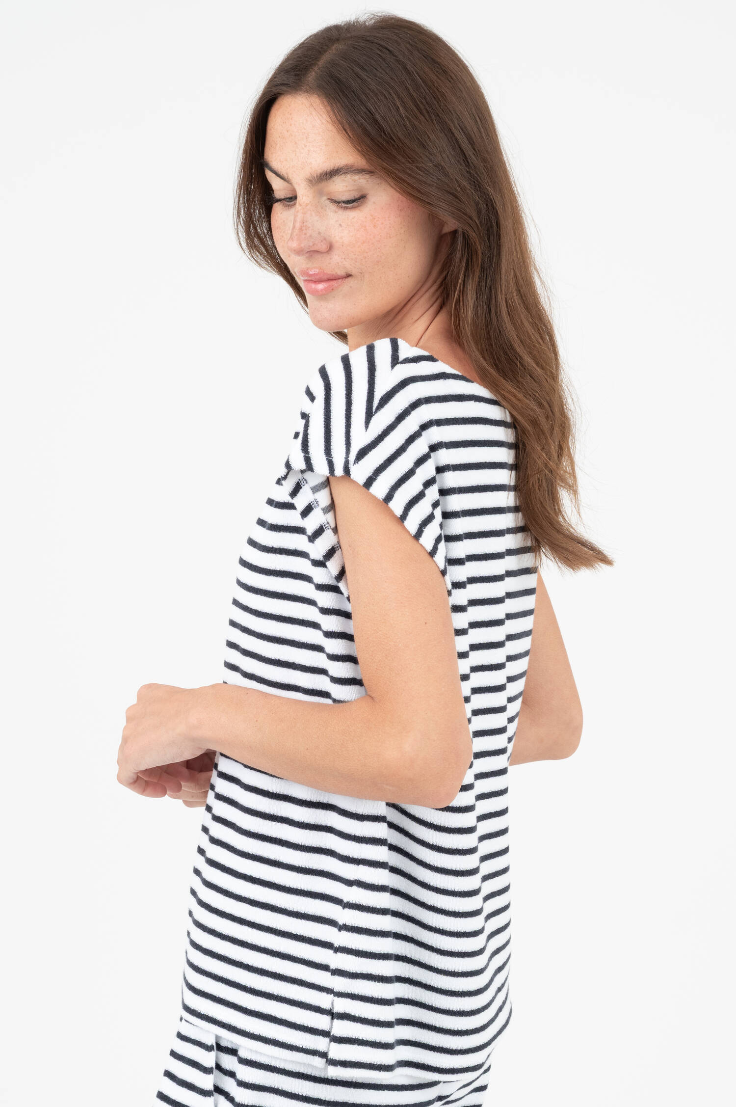 Frottee Shirt in Navy/Weiß gestreift Frottee Shirt in Navy/Weiß gestreift