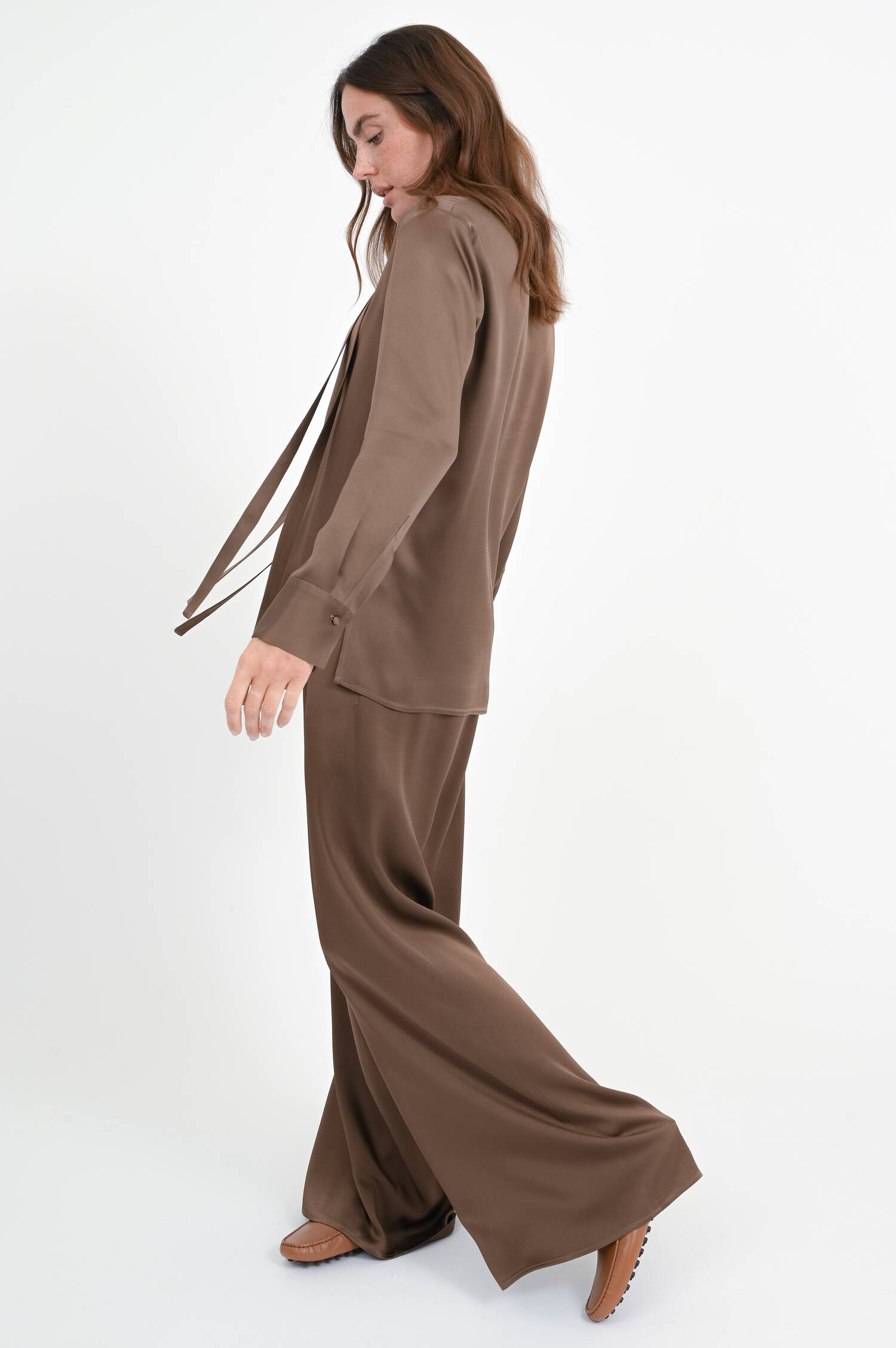 Satin-Schluppenbluse in Marron Satin-Schluppenbluse in Marron