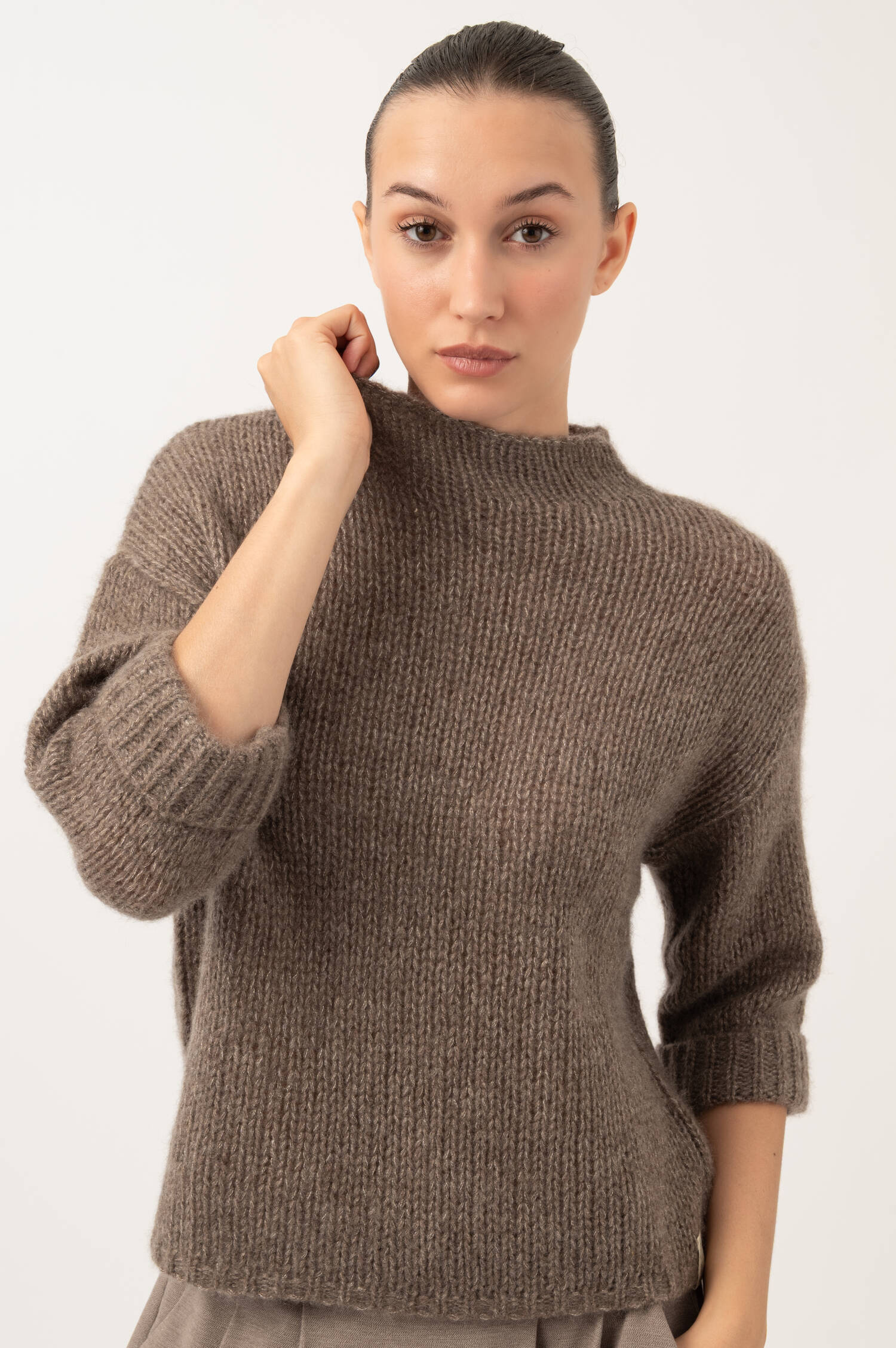 Grobstrick Pullover in Braun