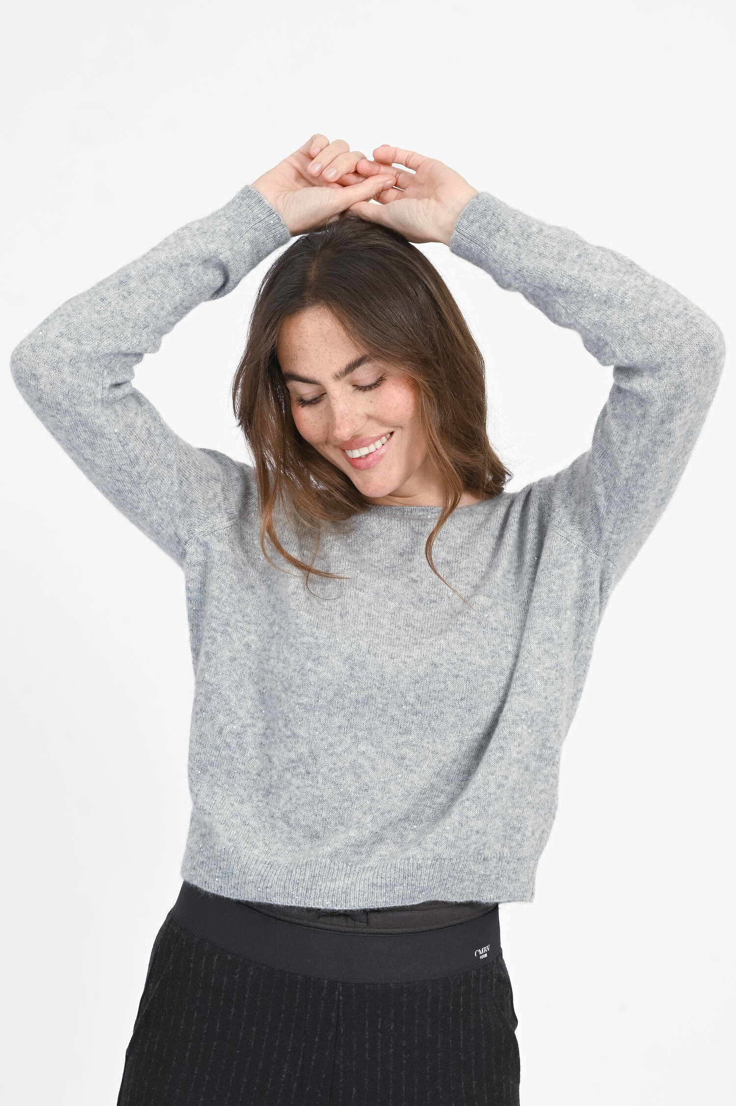 Cash-Mix Pullover mit Pailletten in Grau