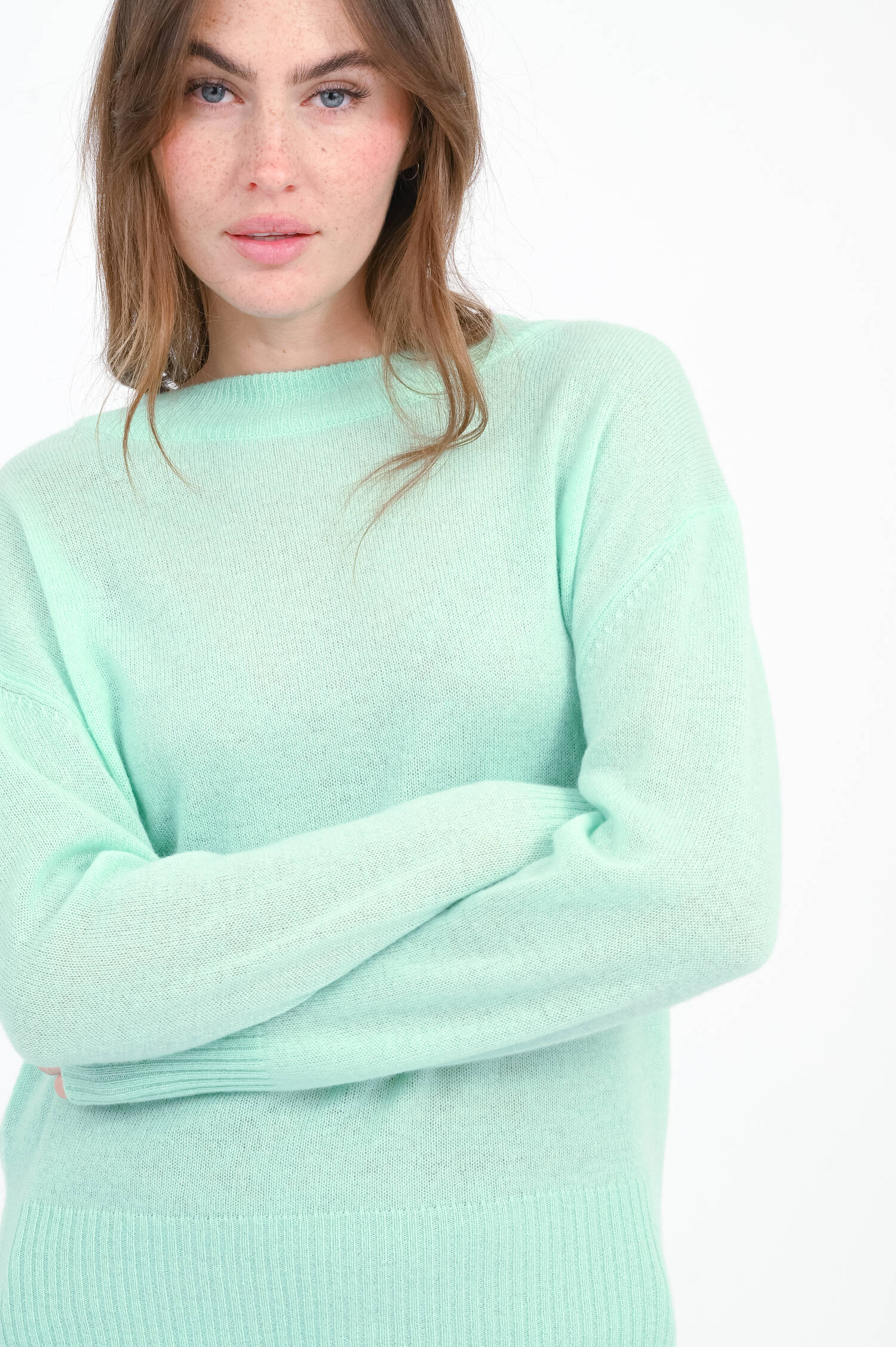 Strickpullover aus reinem Cashmere in Türkis