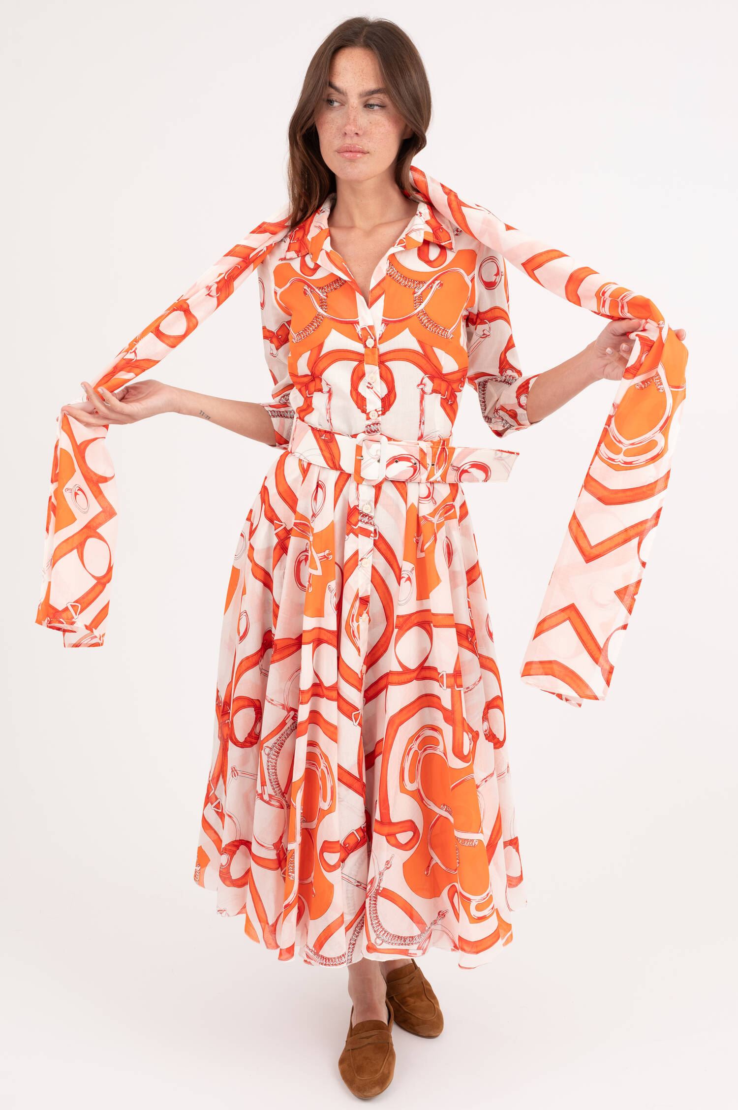 Kleid ASTER in Orange gemustert