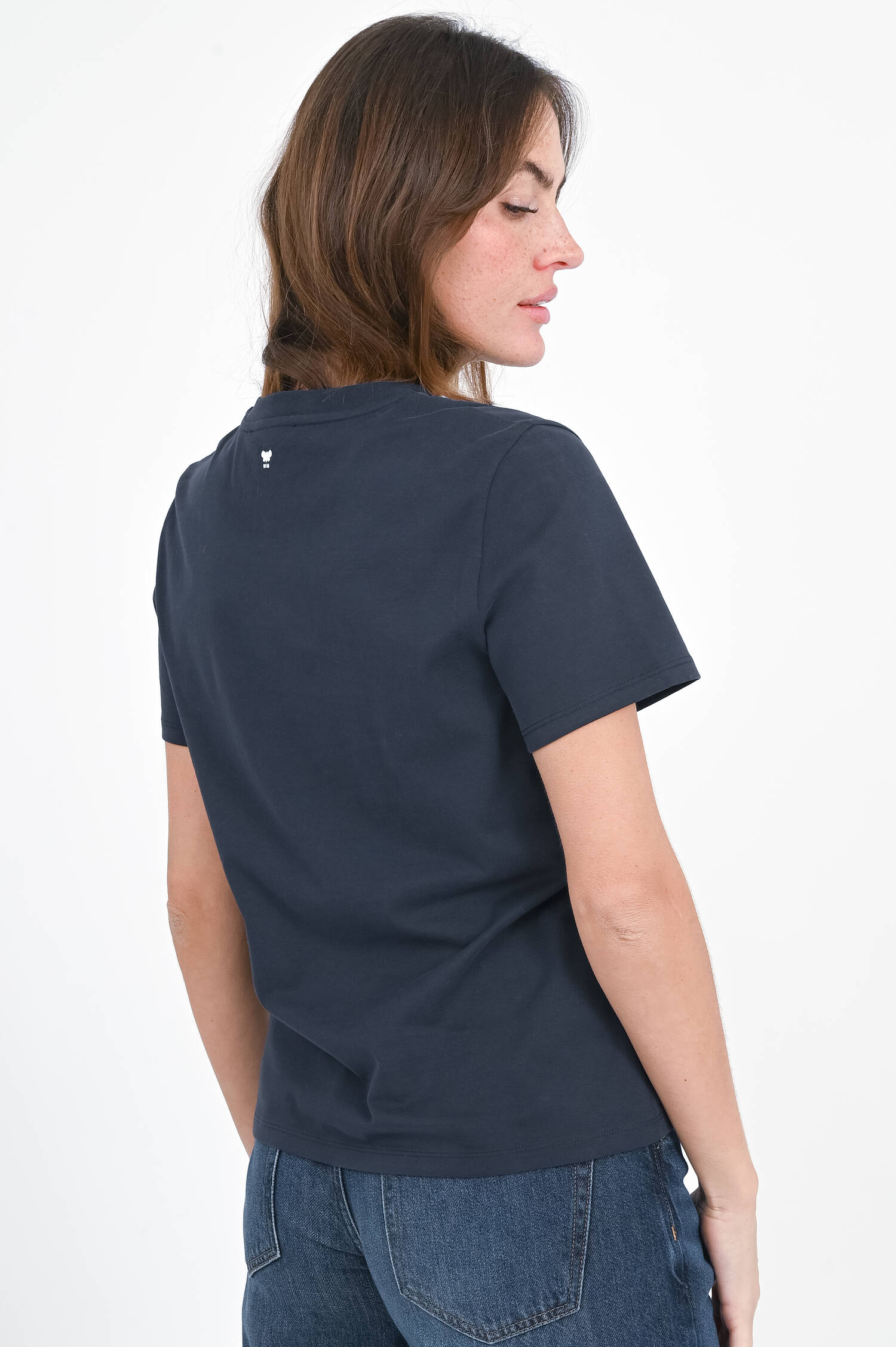 Jersey T-Shirt mit Print in Marine