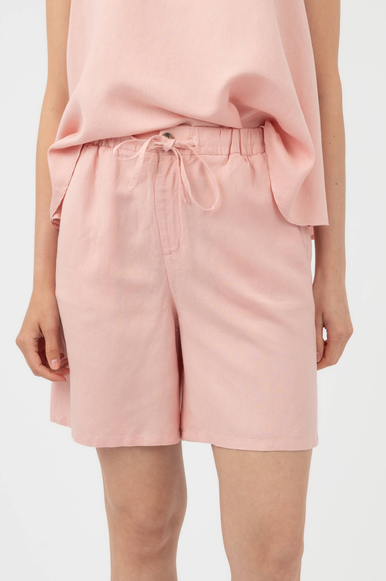 Leinenmix-Bermuda in Rosa
