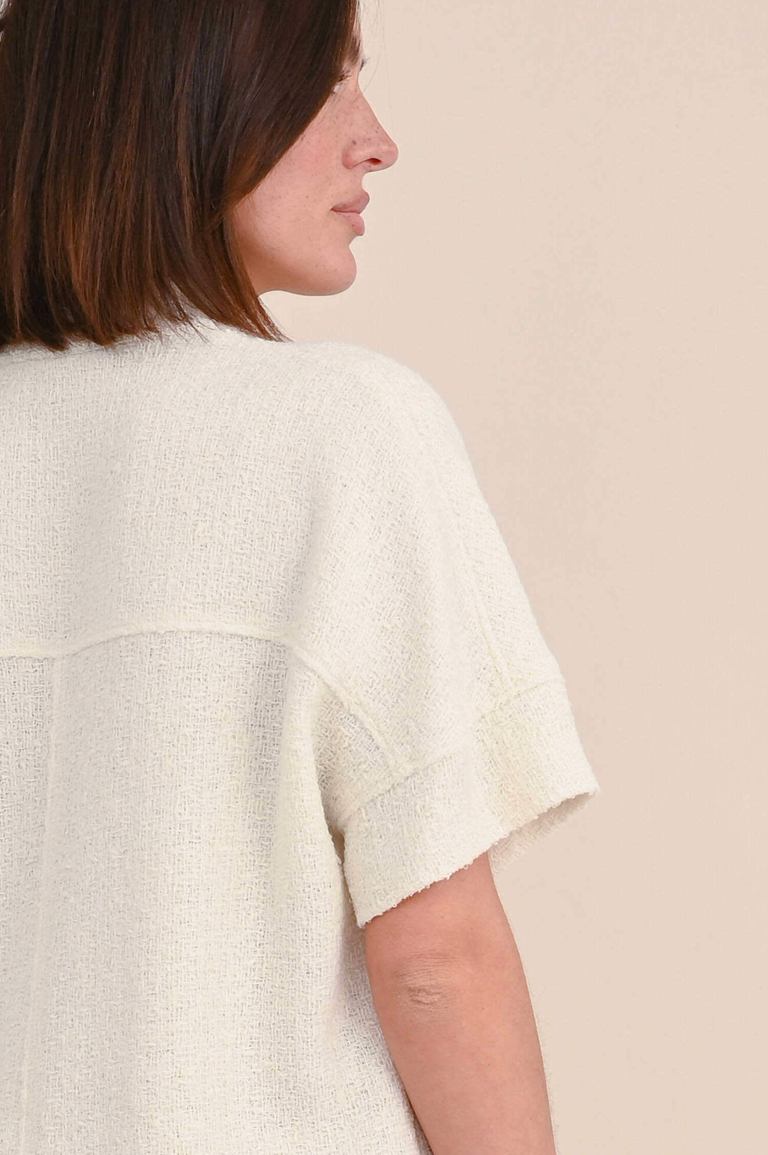 Bouclé Kleid in Creme