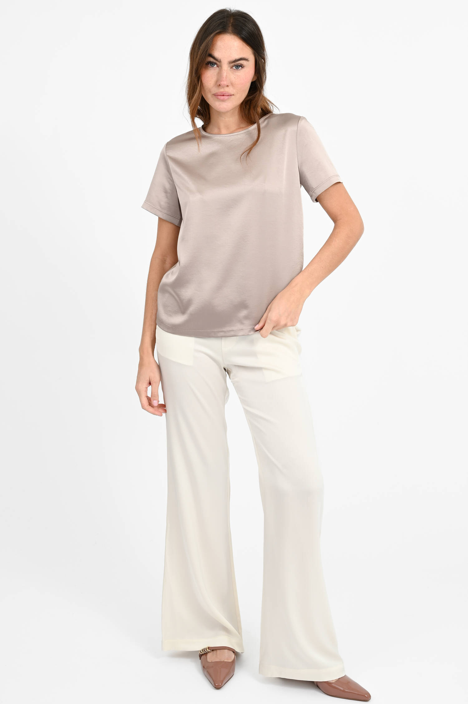 Shirt ZONA mit Satin-Optik in Rose