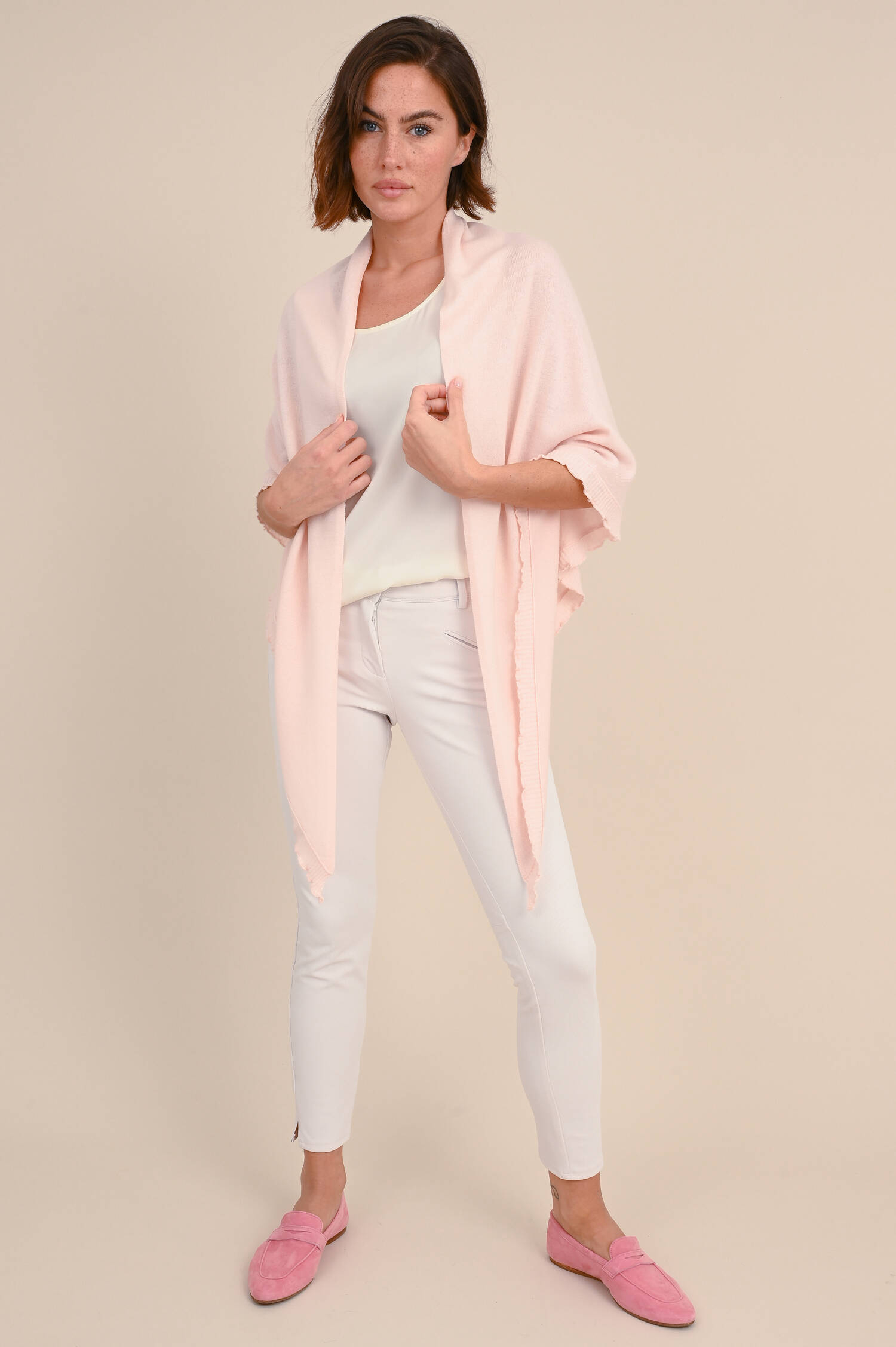 Poncho aus Woll-Cashmere-Mix in Rosa