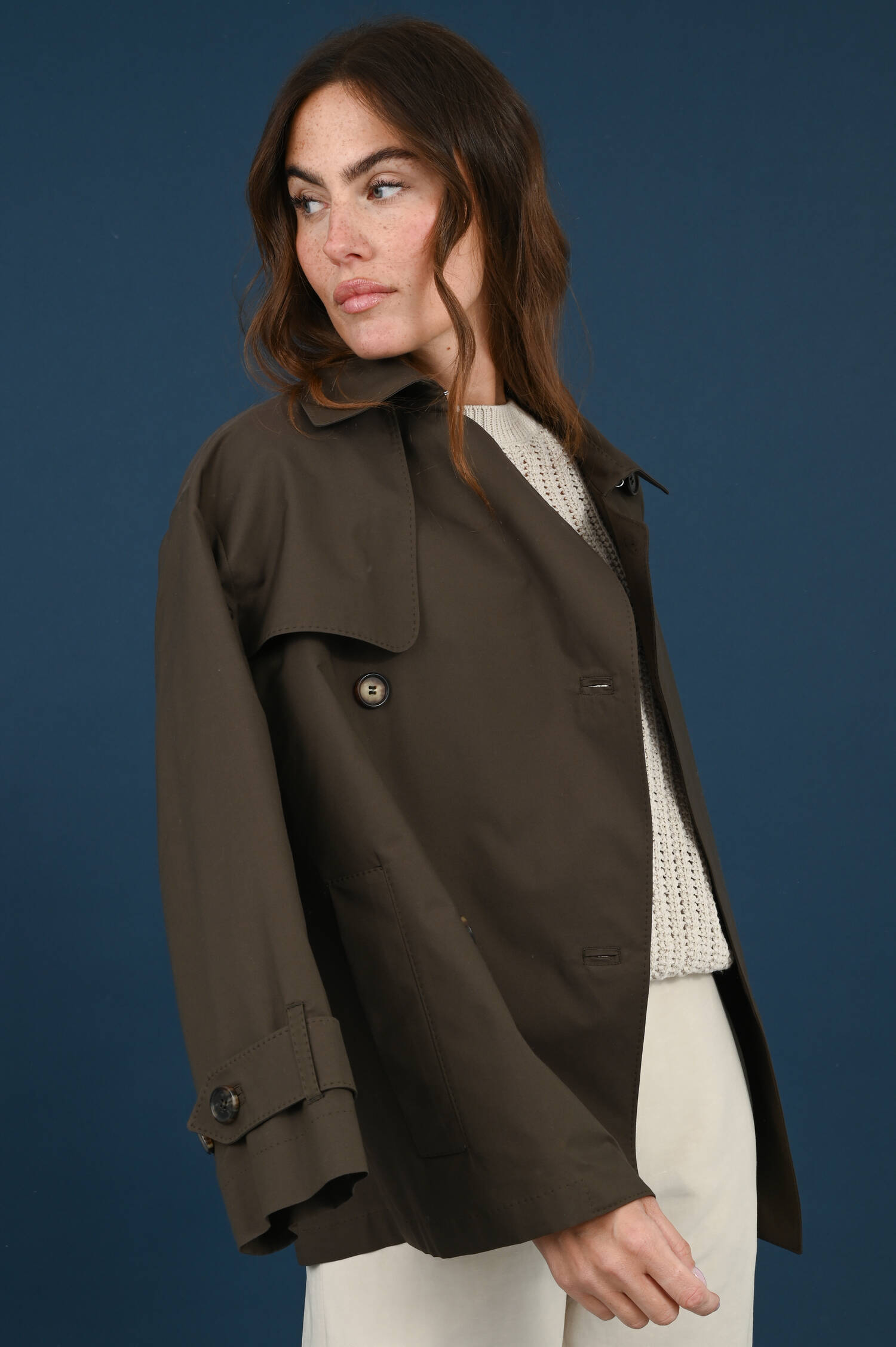 Kurzer Trenchcoat ZENO in Grün