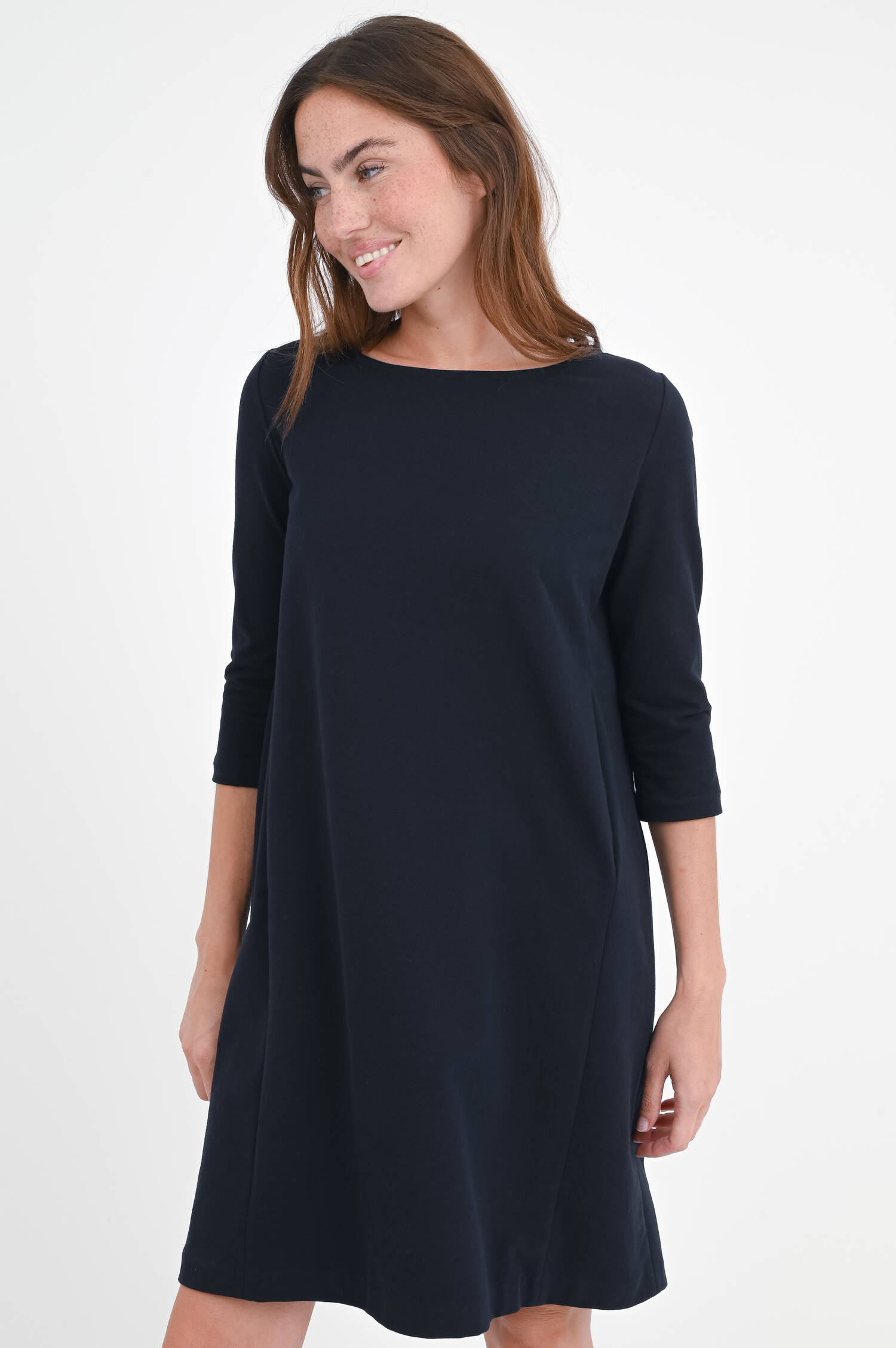 Jersey-Kleid mit 3/4 Arm in Navy