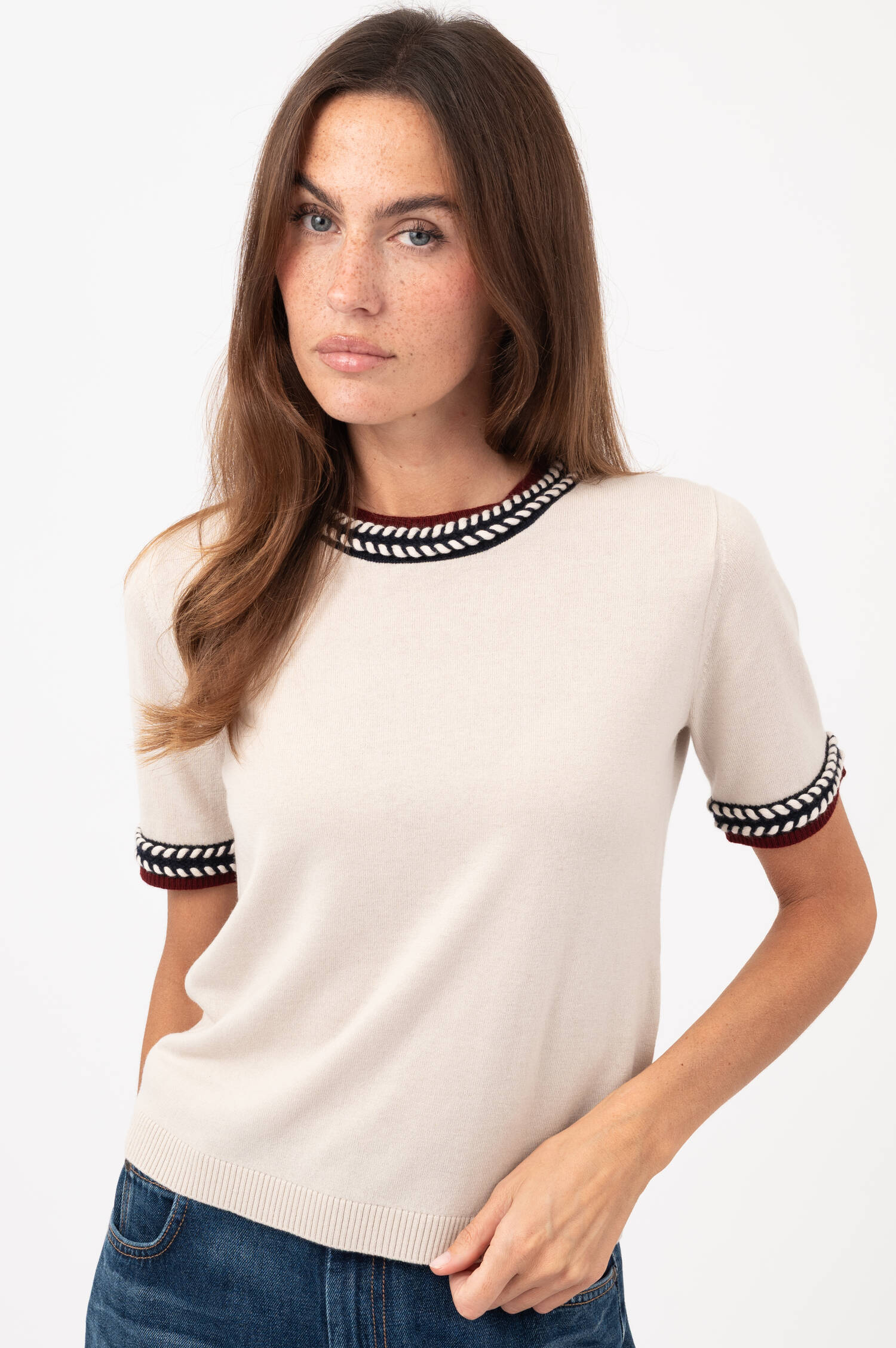Woll-T-Shirt CARINA in Beige