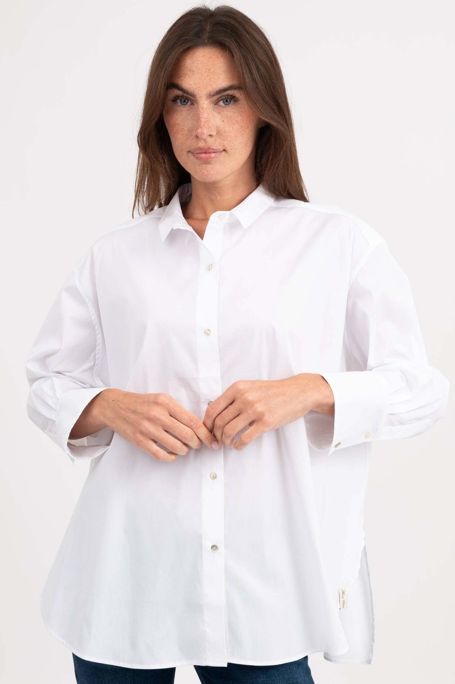 Oversized Baumwoll-Bluse in Weiß