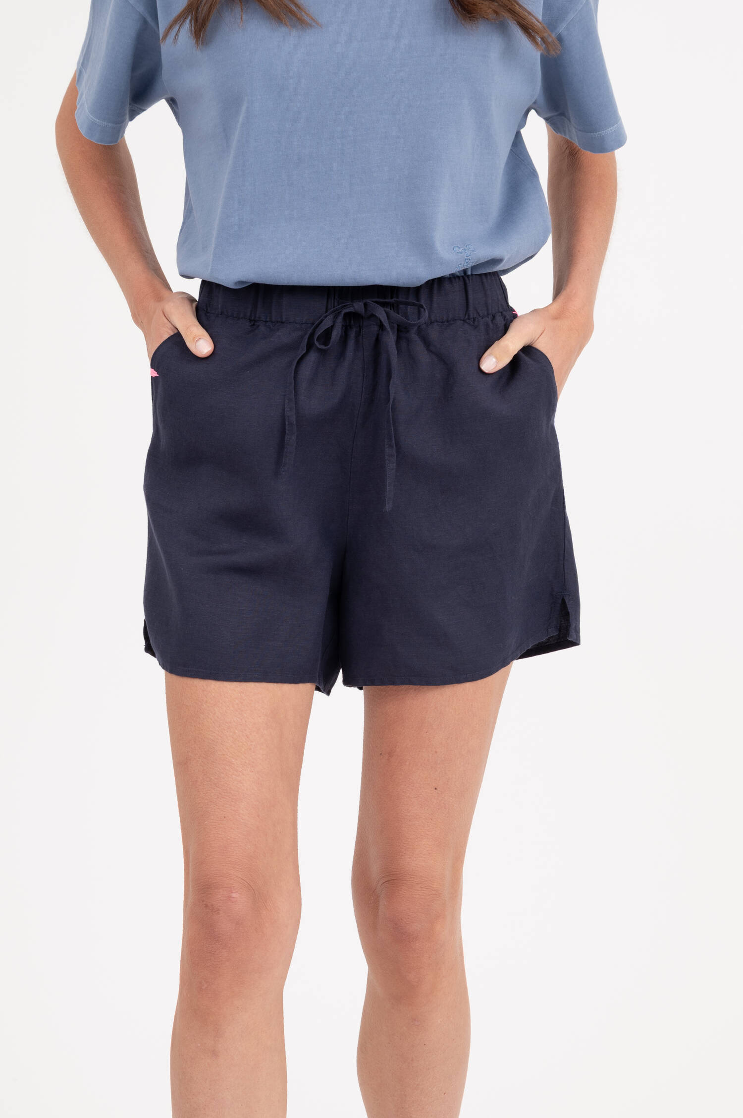 Leinenmix Short in Navy