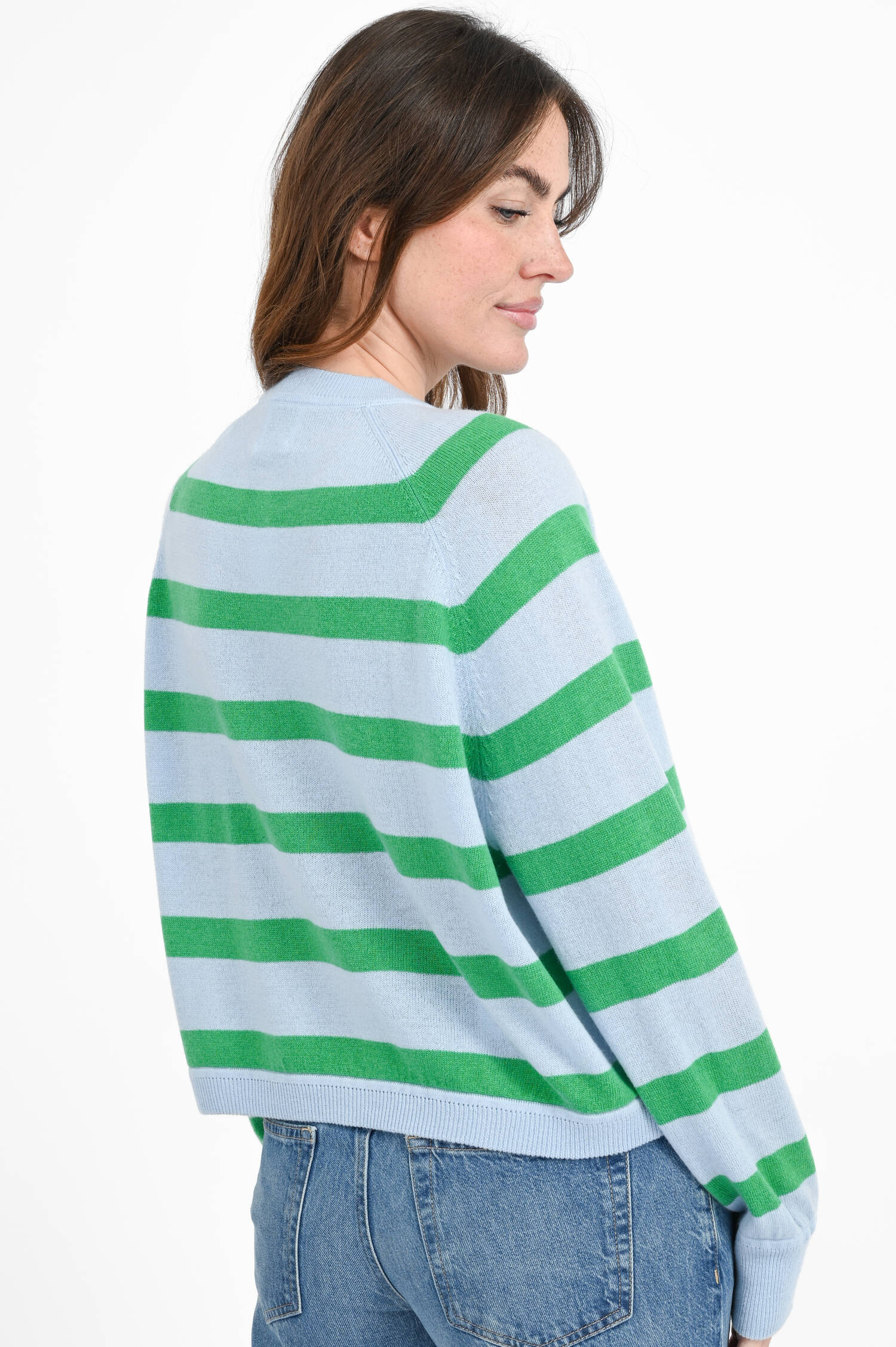 Strickweste mit Streifen in Hellblau/Grün Strickweste mit Streifen in Hellblau/Grün