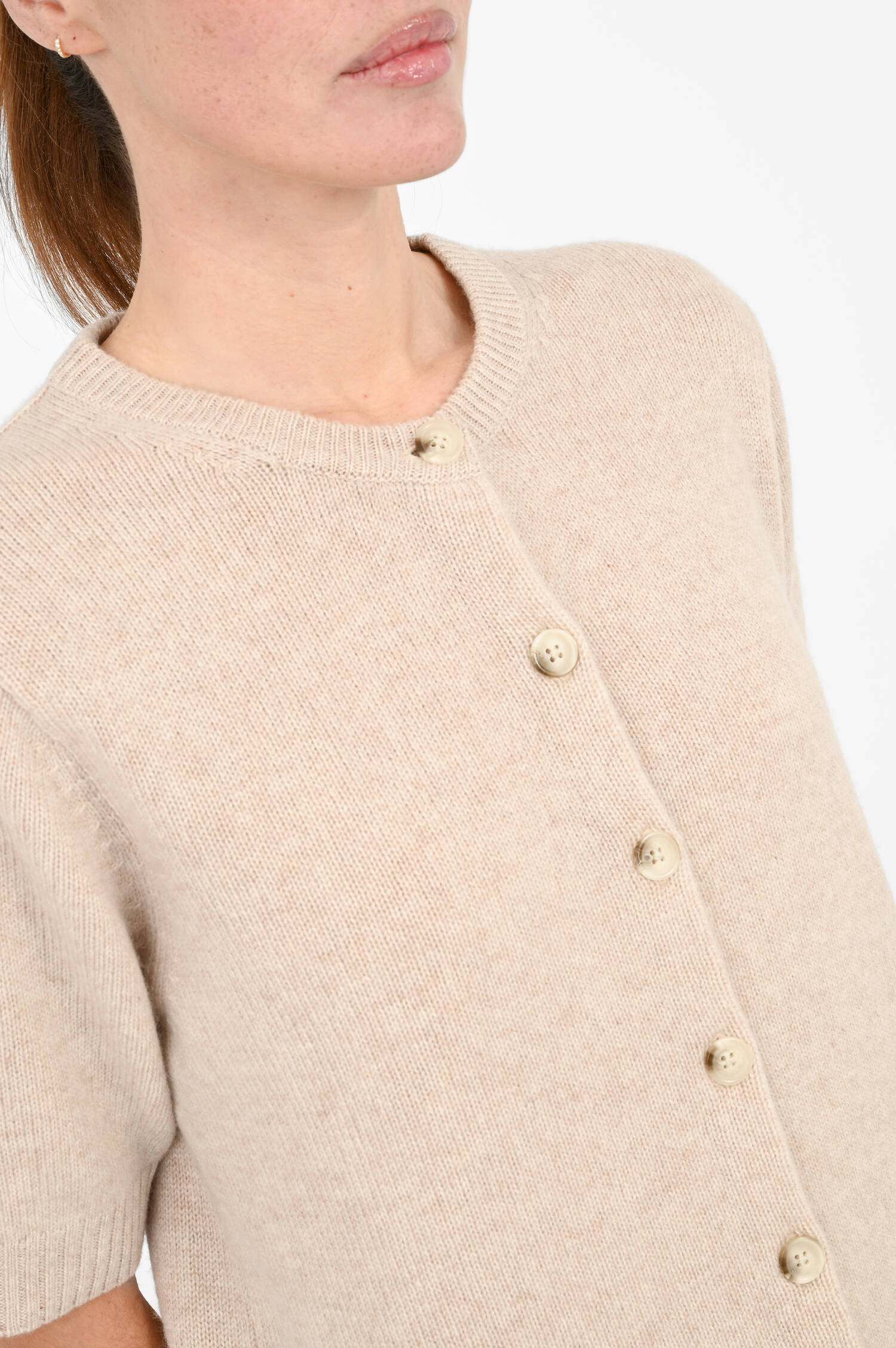 Cashmere-Strickweste in Natur