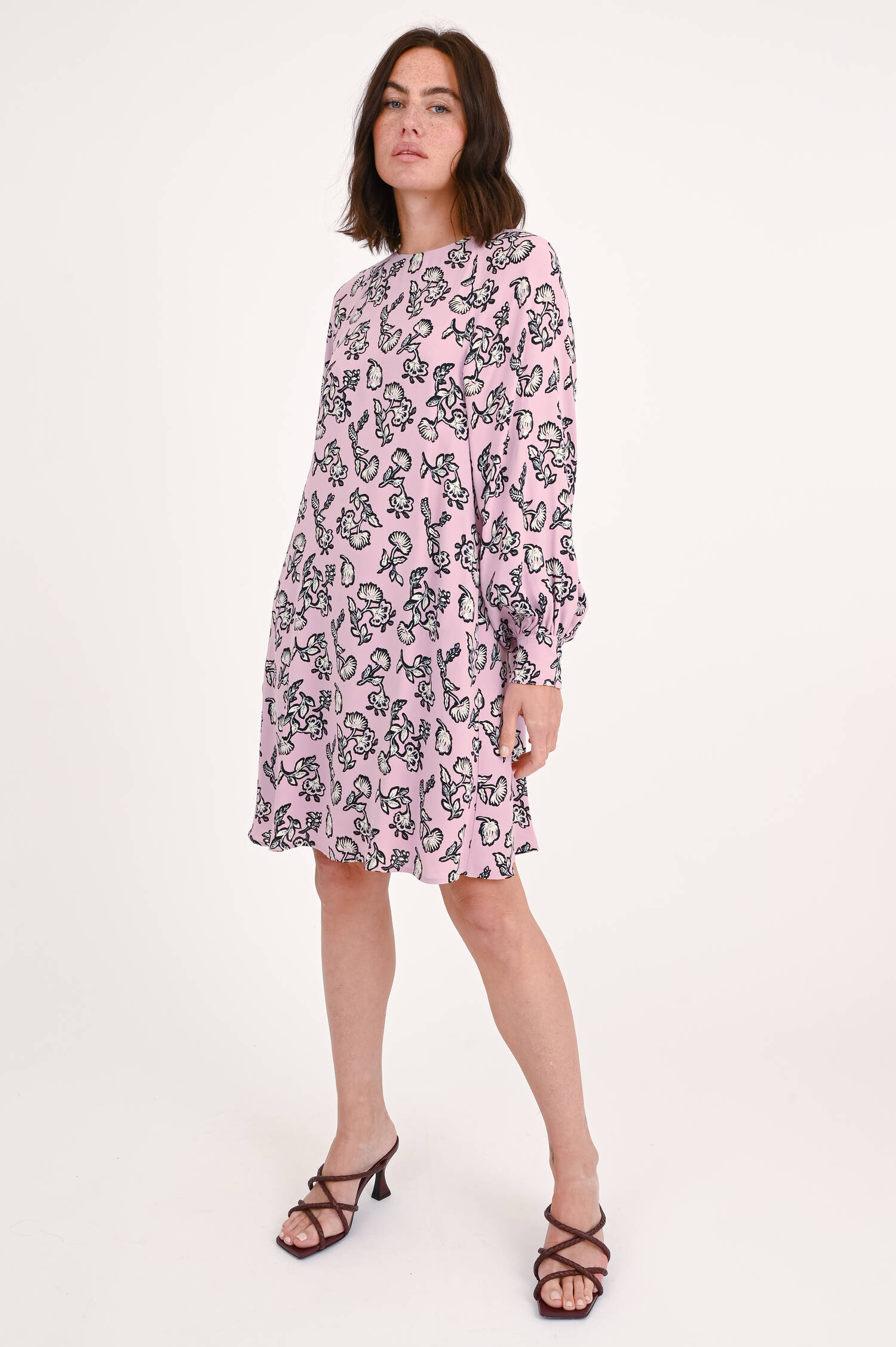 Kleid LOLA mit Blumenprint in Mauve/Multicolor