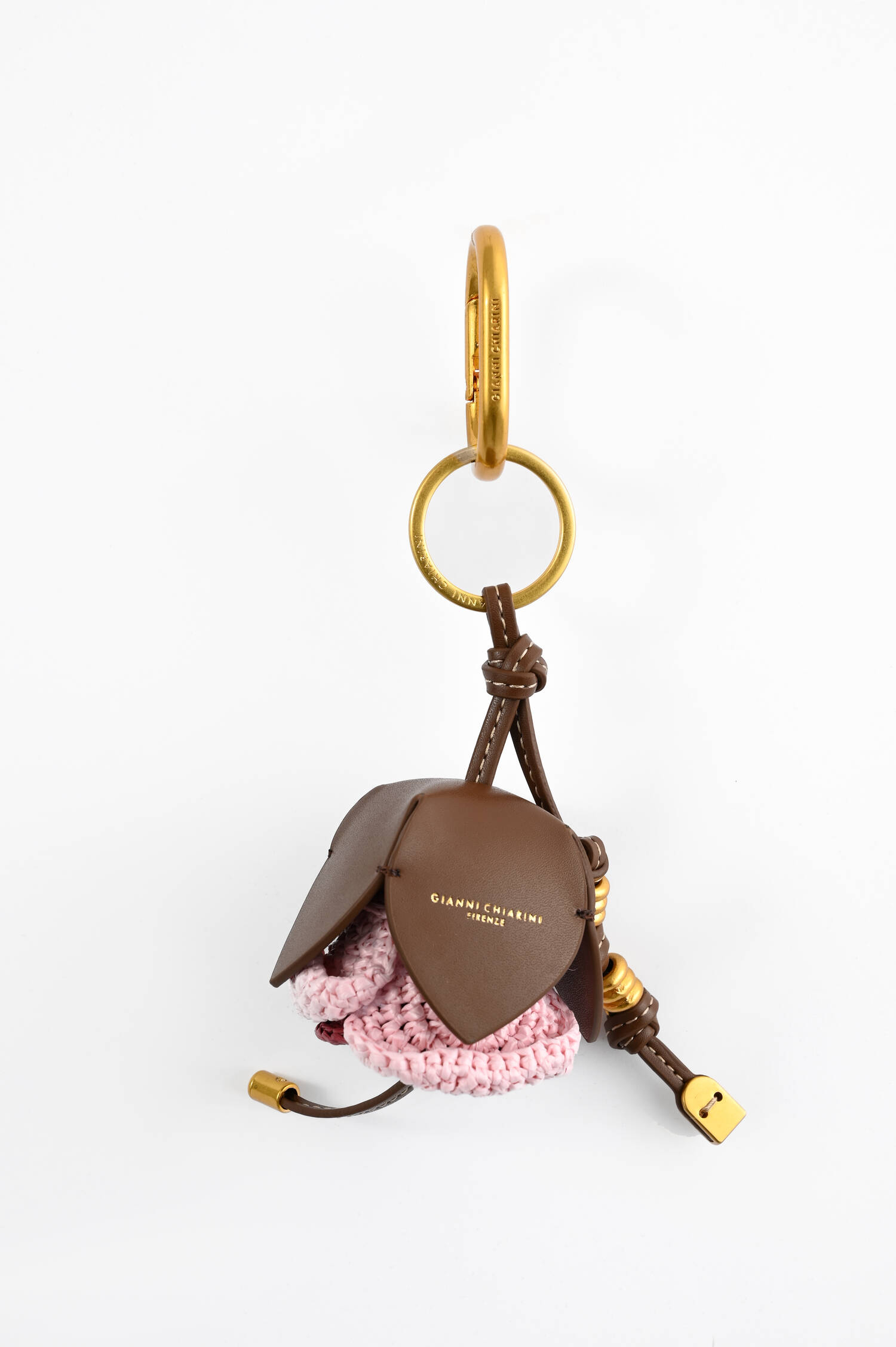 Schlüsselanhänger ROSE mit Leder-Details in Rosa