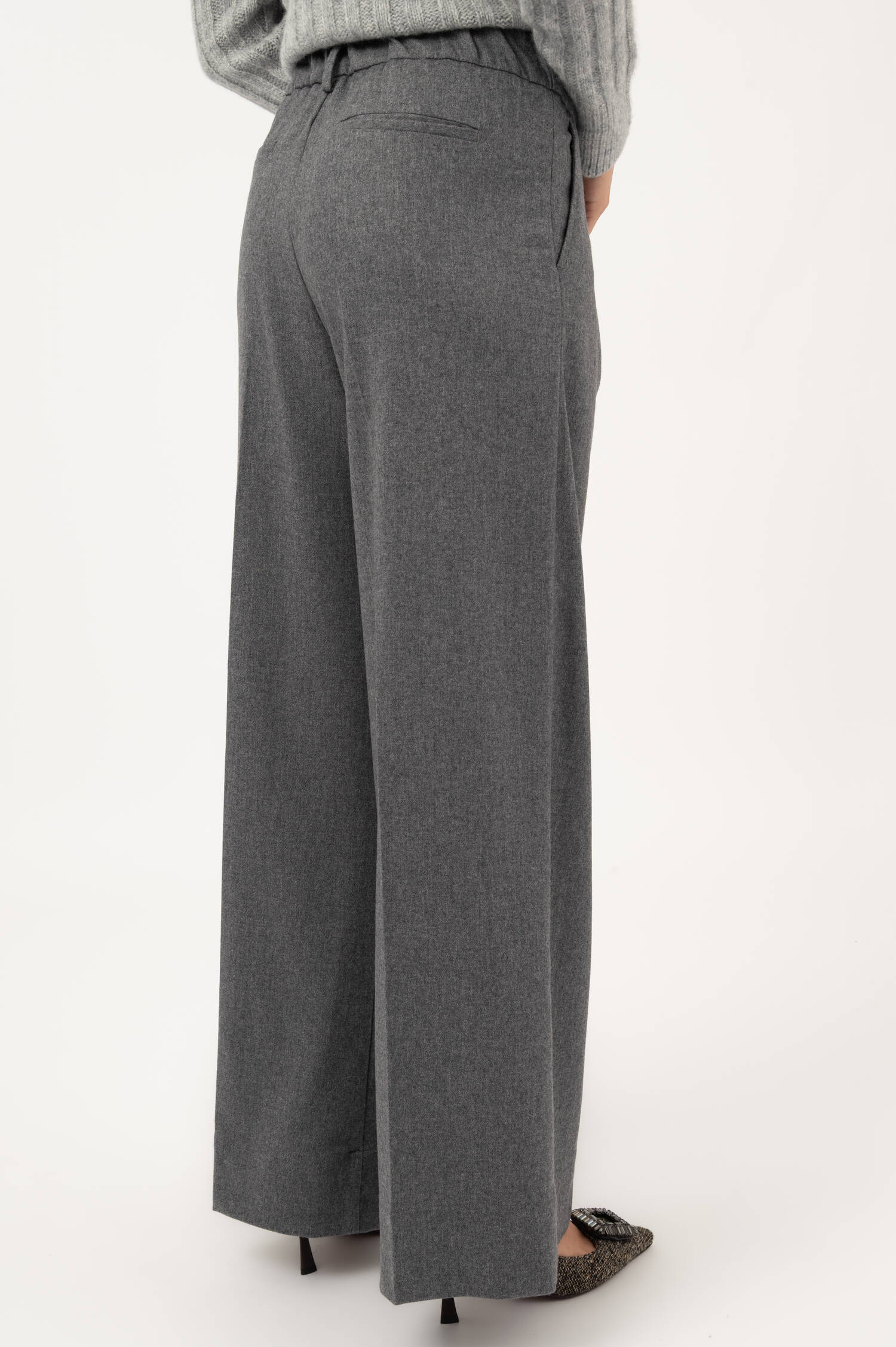 Weite Woll-Mix Hose in Grau meliert