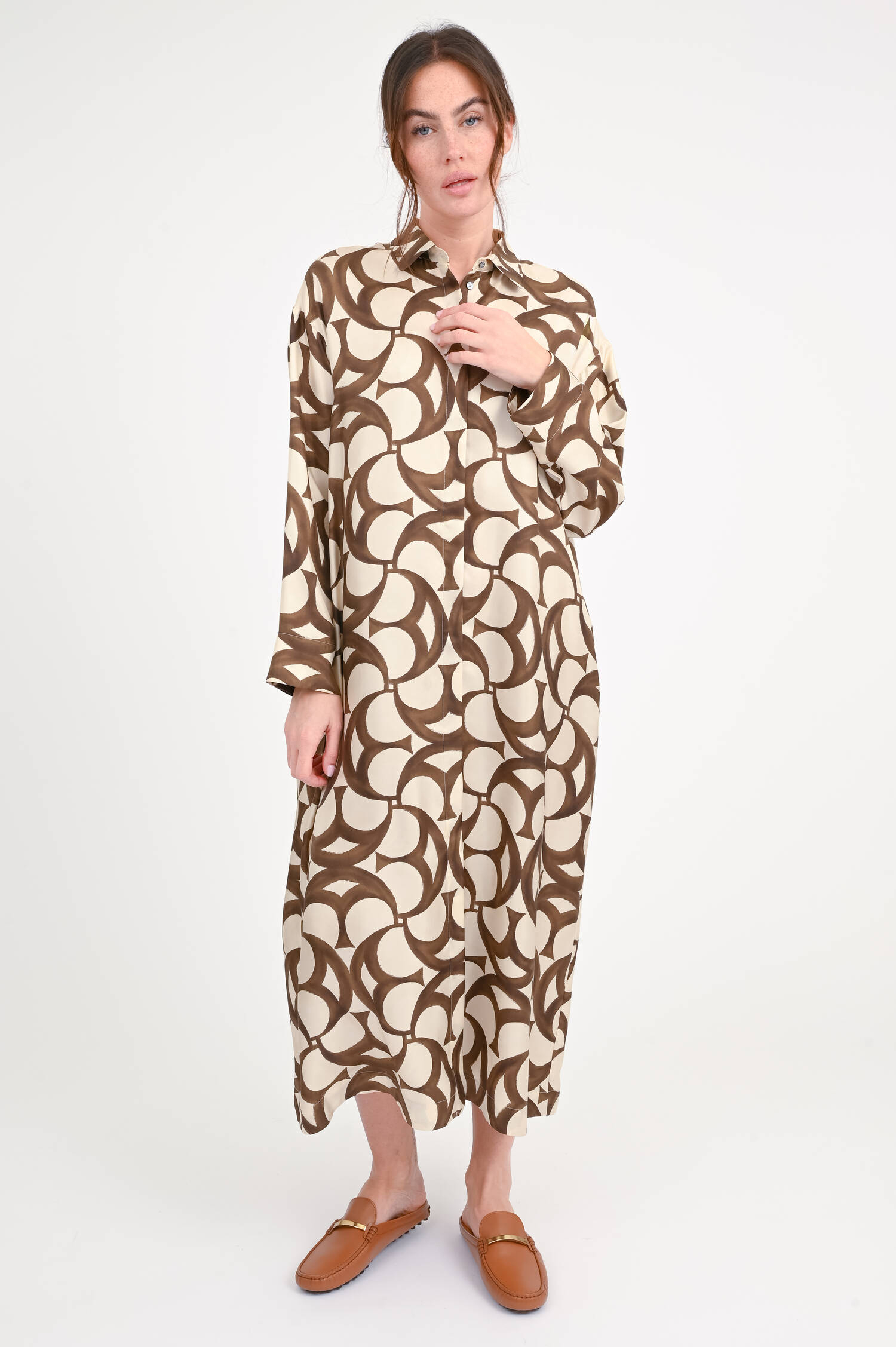 Seidenkleid ILEANA in Braun/Beige Seidenkleid ILEANA in Braun/Beige