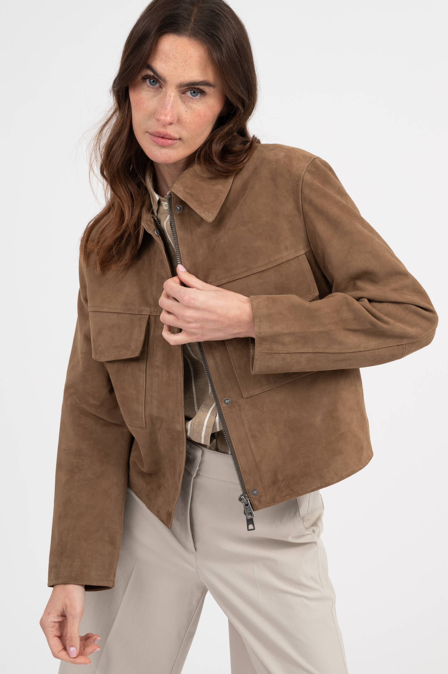 Jacke aus Veloursleder in Braun Jacke aus Veloursleder in Braun