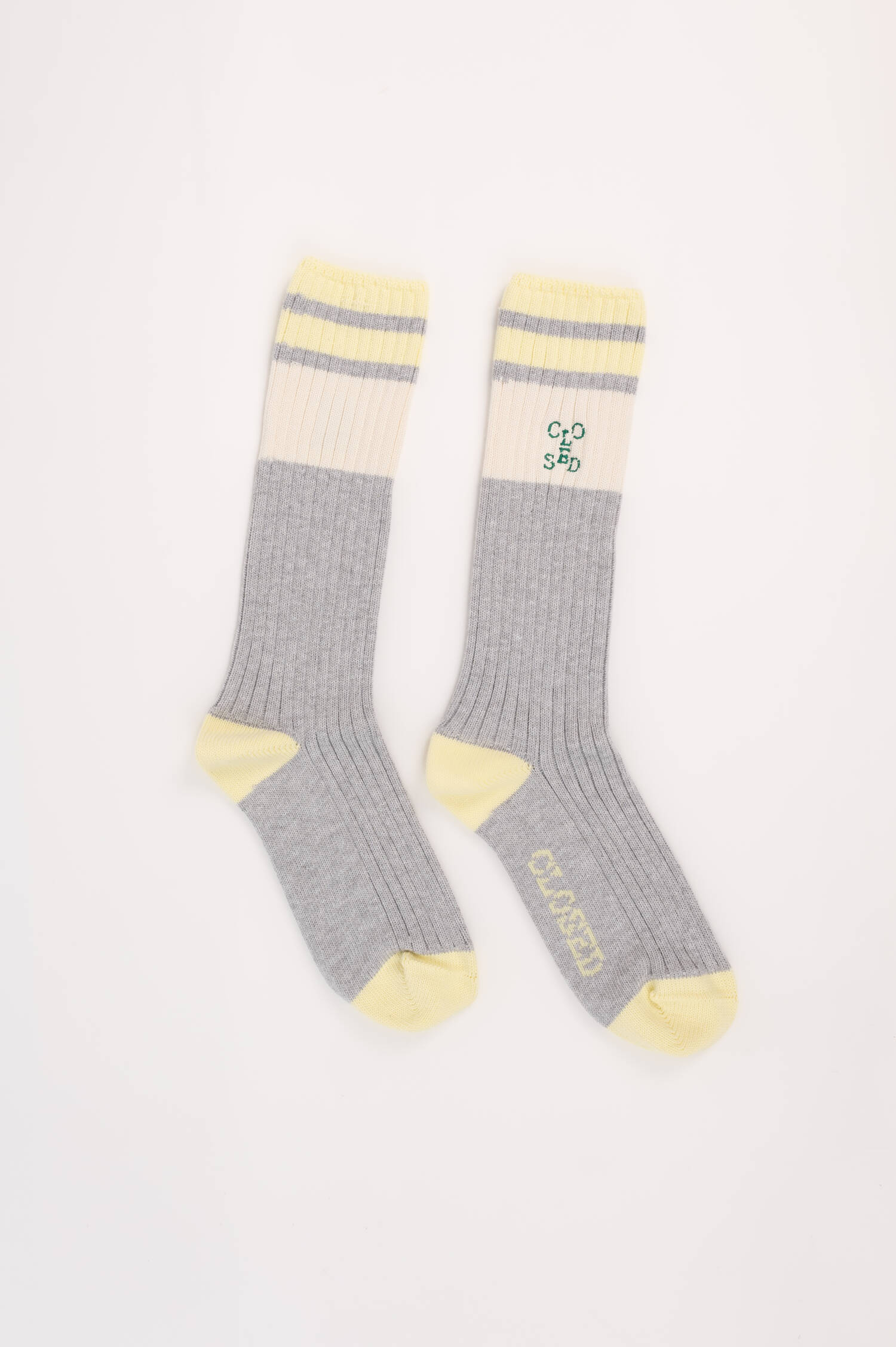 Ripp Socken in Grau/Gelb