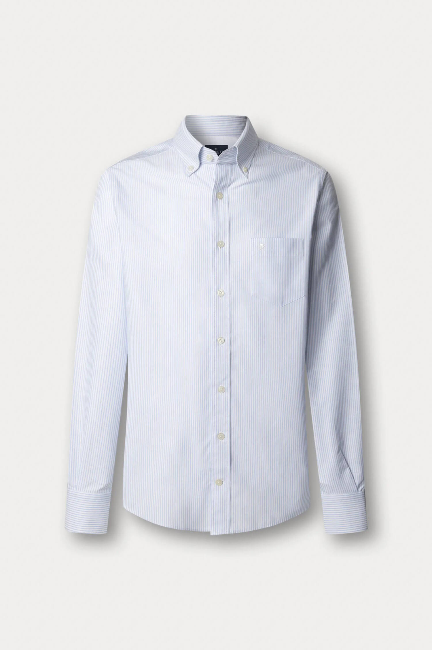 Gestreiftes Button-Down-Hemd in Hellblau/Weiß