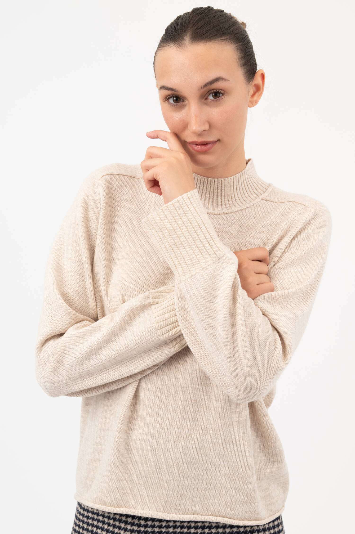 Woll-Pullover in Beige meliert Woll-Pullover in Beige meliert