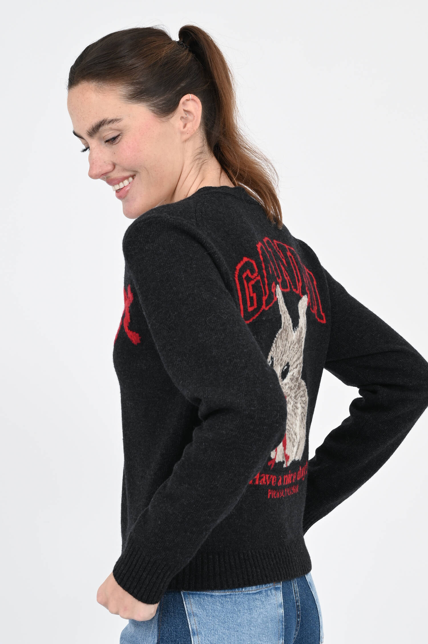 Cardigan mit Backprint in Dunkelgrau