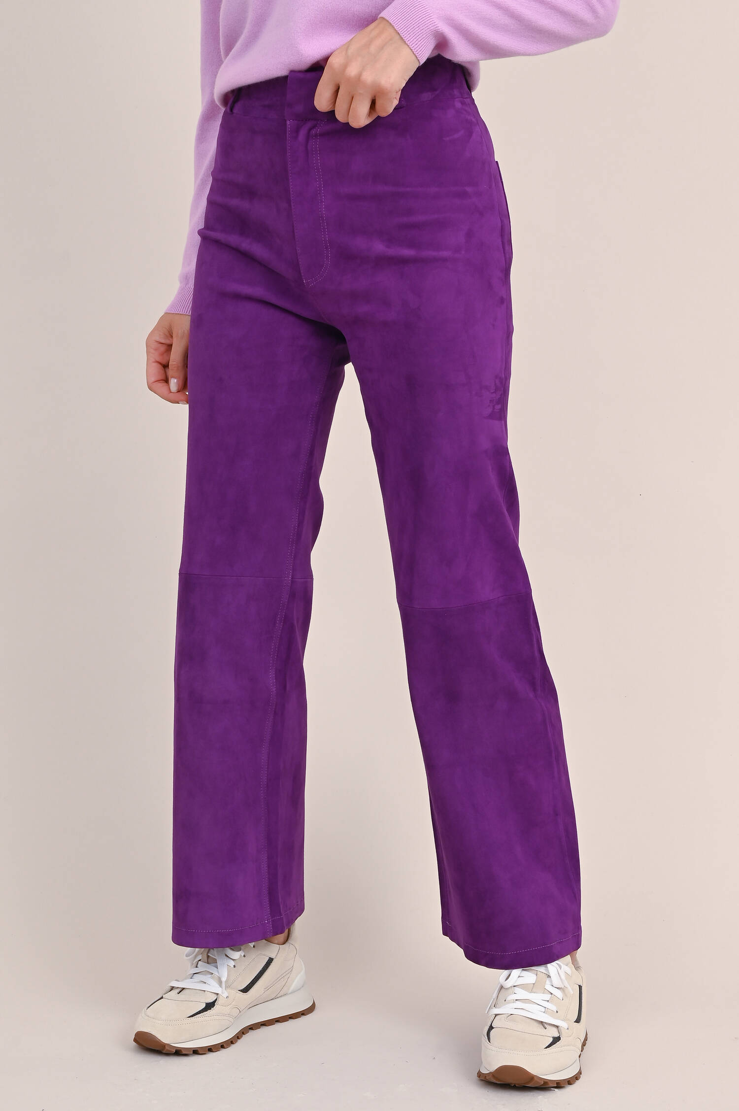 Velourslederhose GIANCINTA STRETCH in Violett