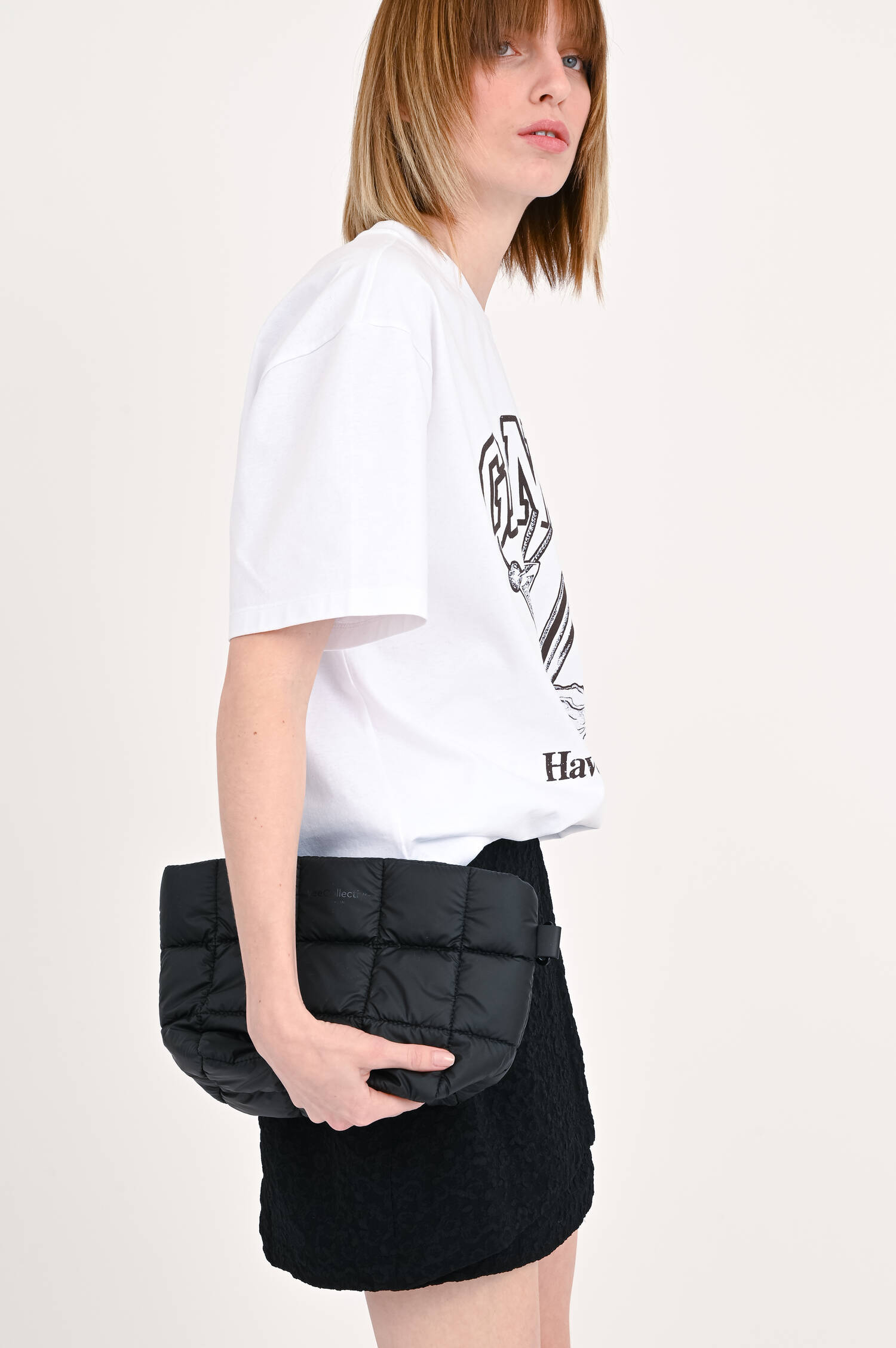 Wickelrock mit strukturiertem Stoff in Schwarz