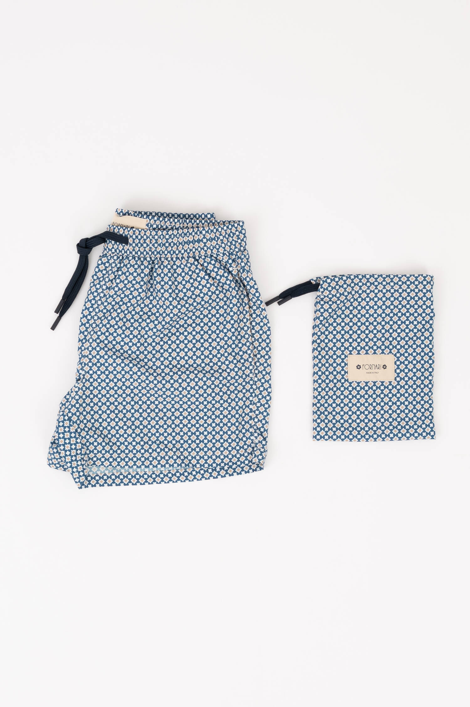 Badehose in Blau/Weiß gemustert