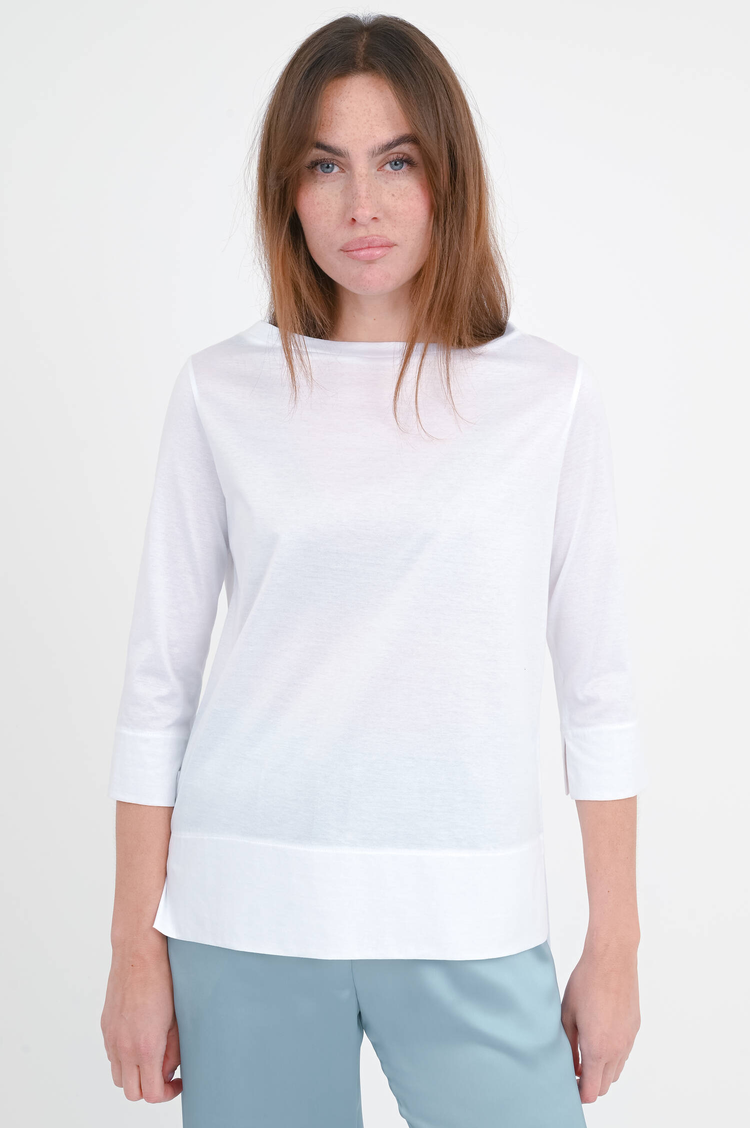 T-Shirt mit 3/4 Arm in Weiß