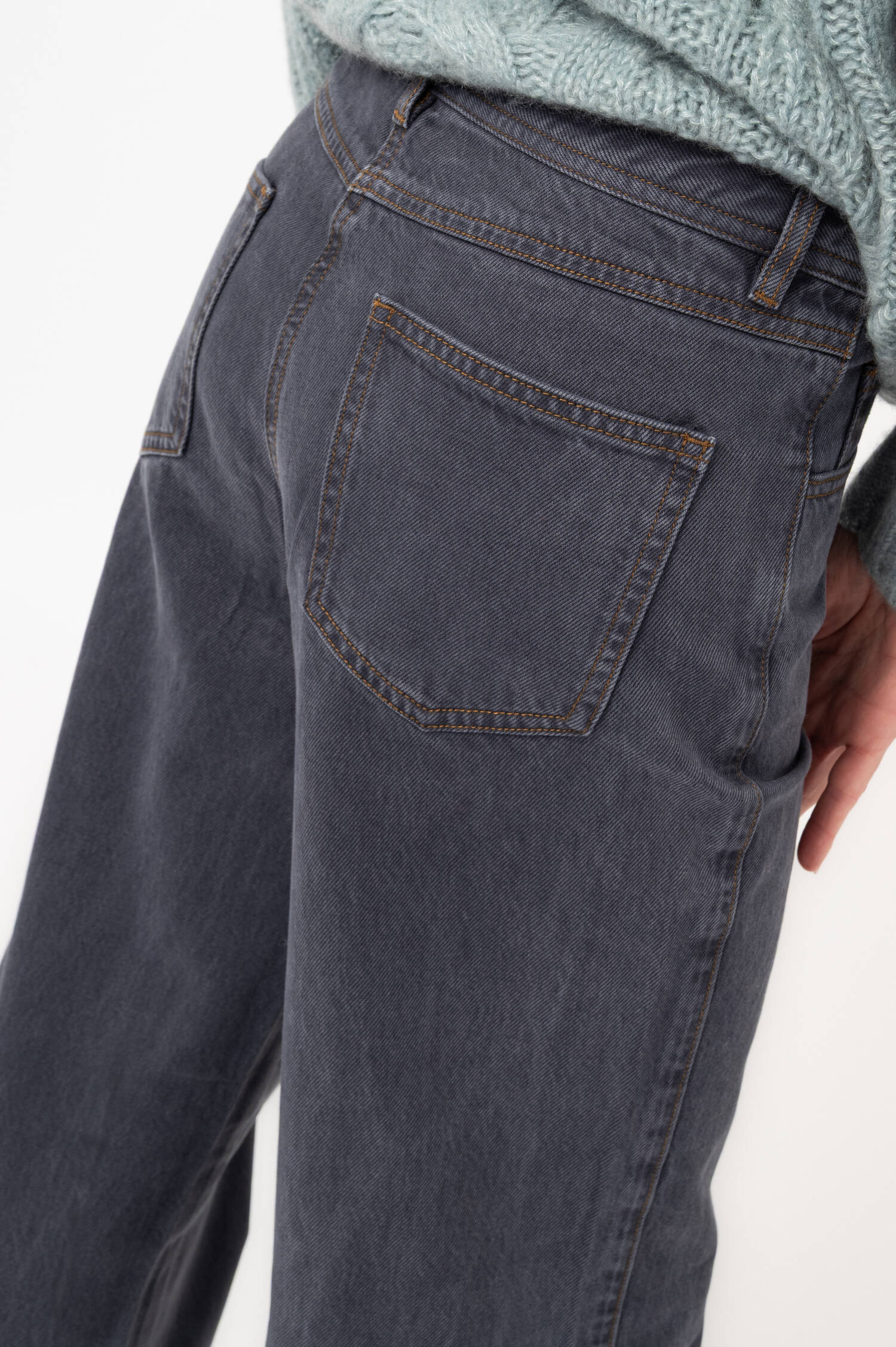 Wide-Leg-Jeans in Blaugrau