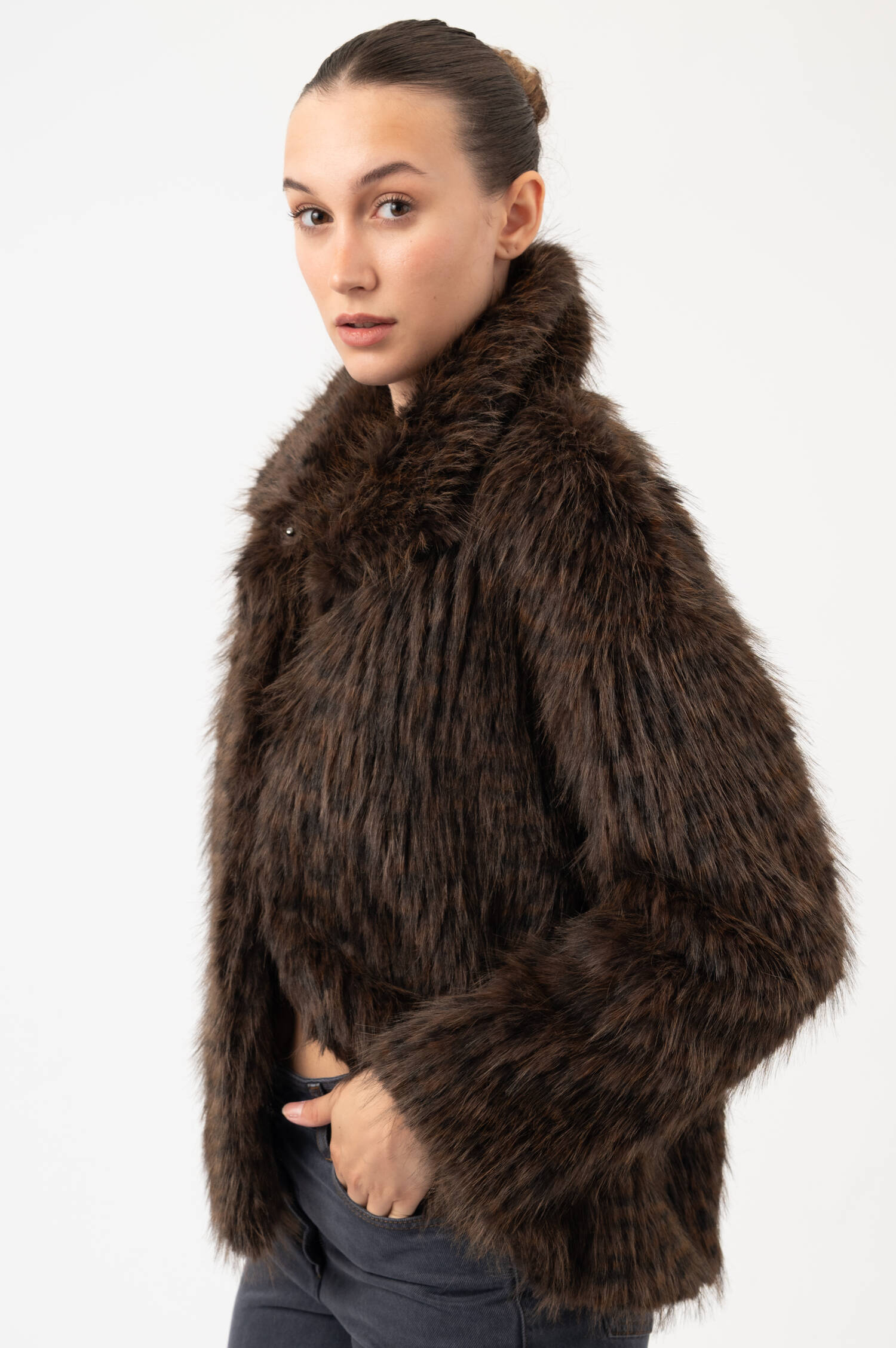 Faux-Fur-Jacke LEO in Braun