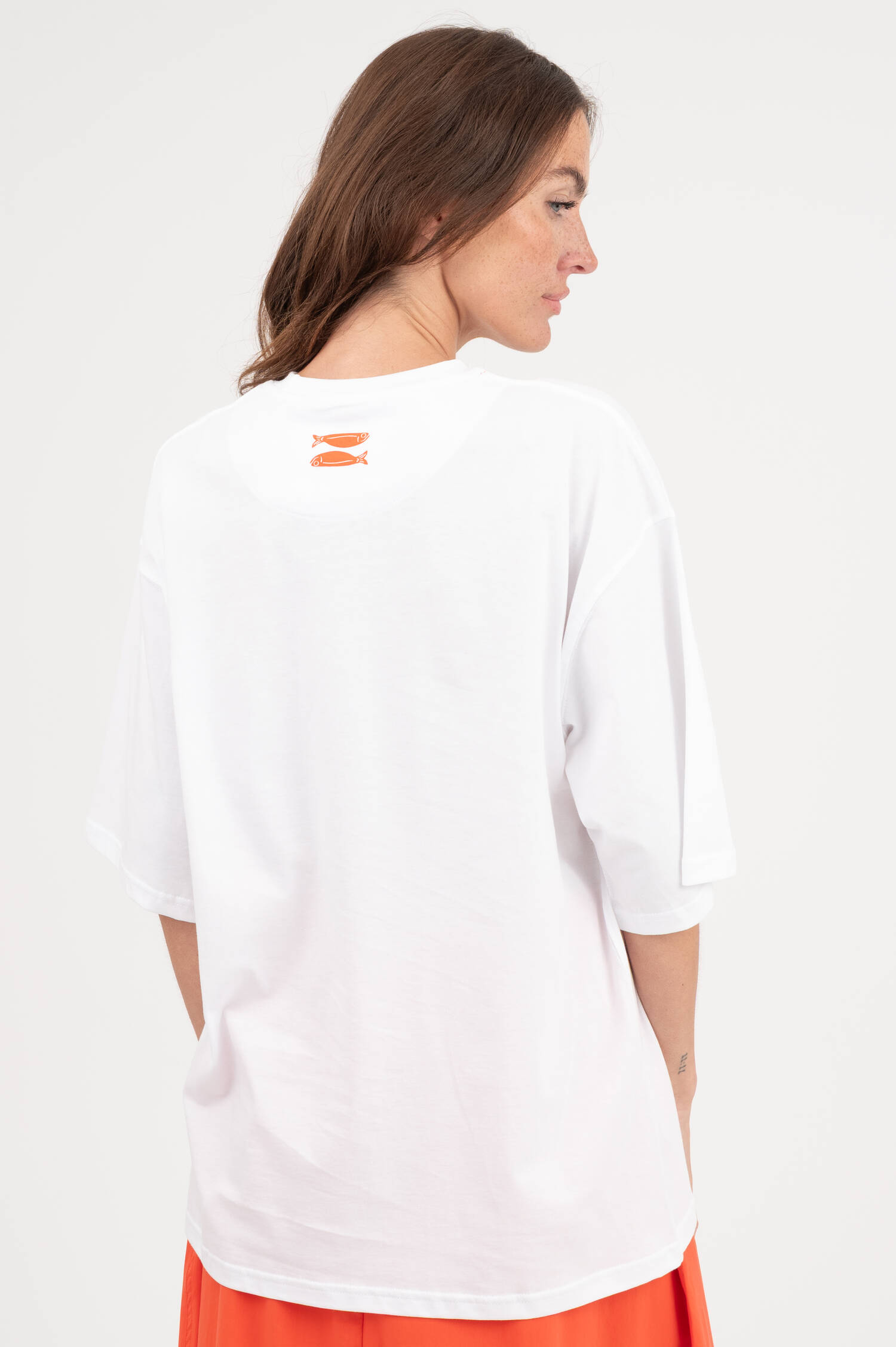T-Shirt mit Pailetten in Weiß/Rot T-Shirt mit Pailetten in Weiß/Rot
