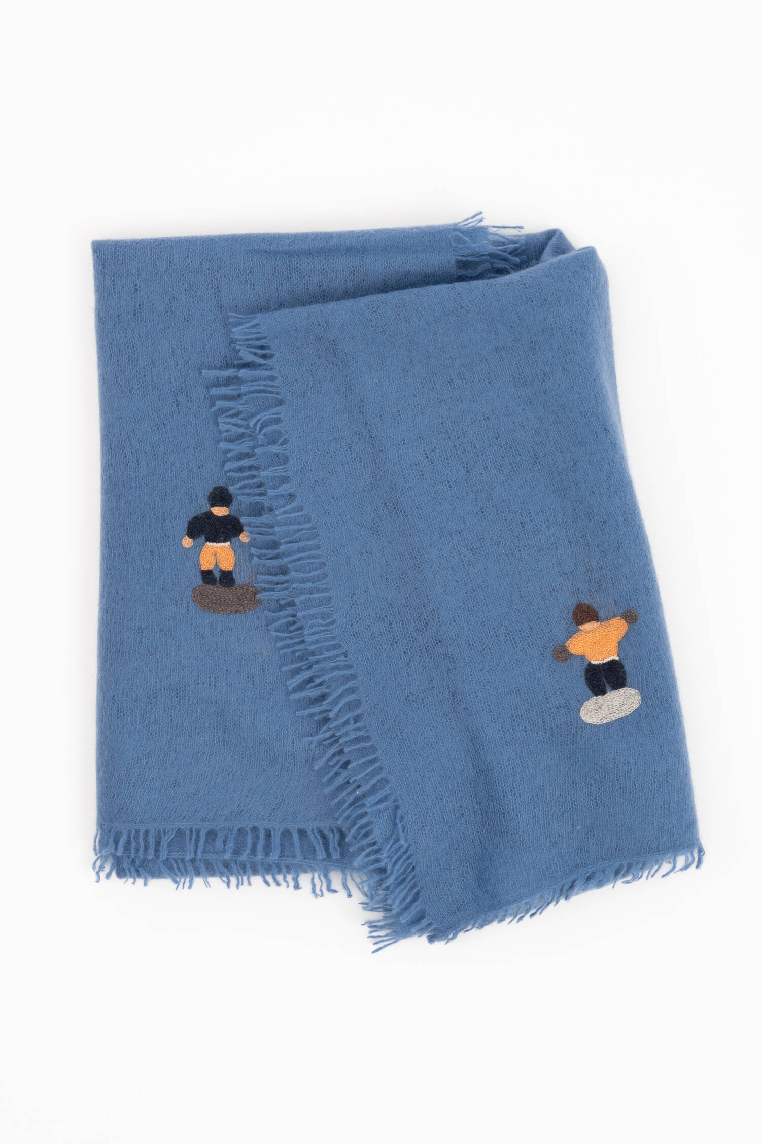 Cashmere Schal mit Ski-Motiv in Blau Cashmere Schal mit Ski-Motiv in Blau