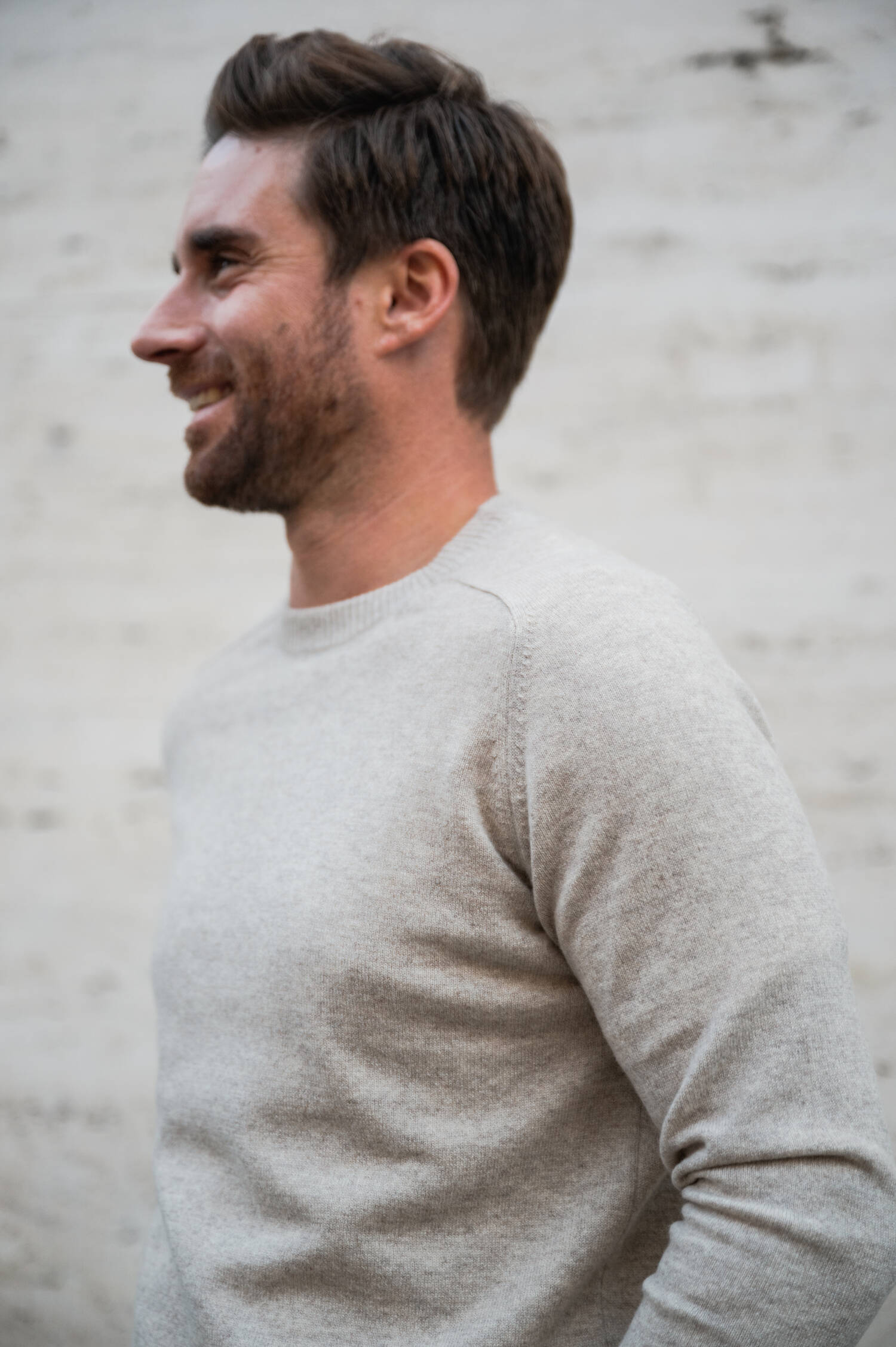 Cashmere Strickpullover in Beige meliert