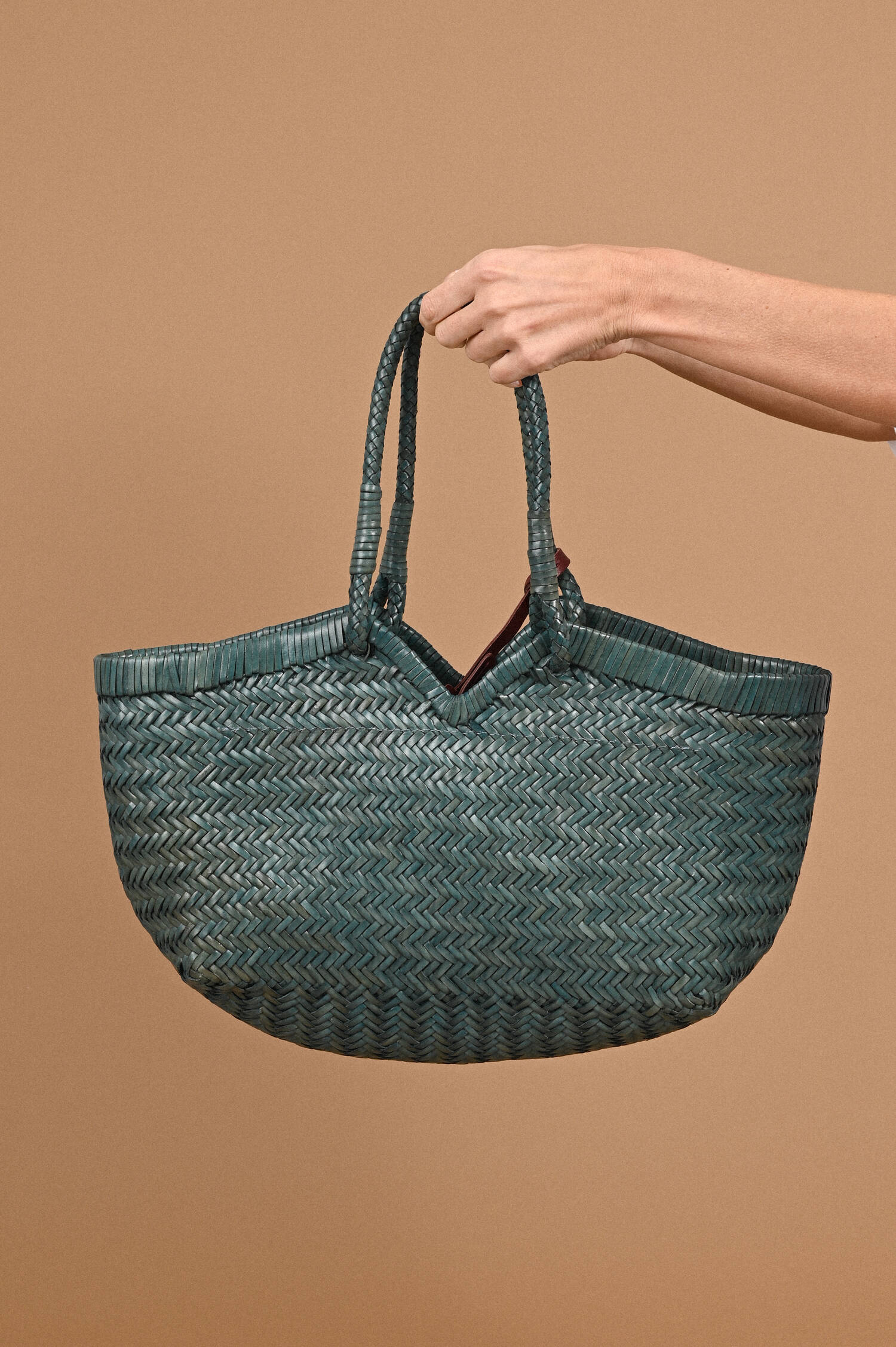 Leder Flecht Tote Bag CRUDELIA in Hellblau