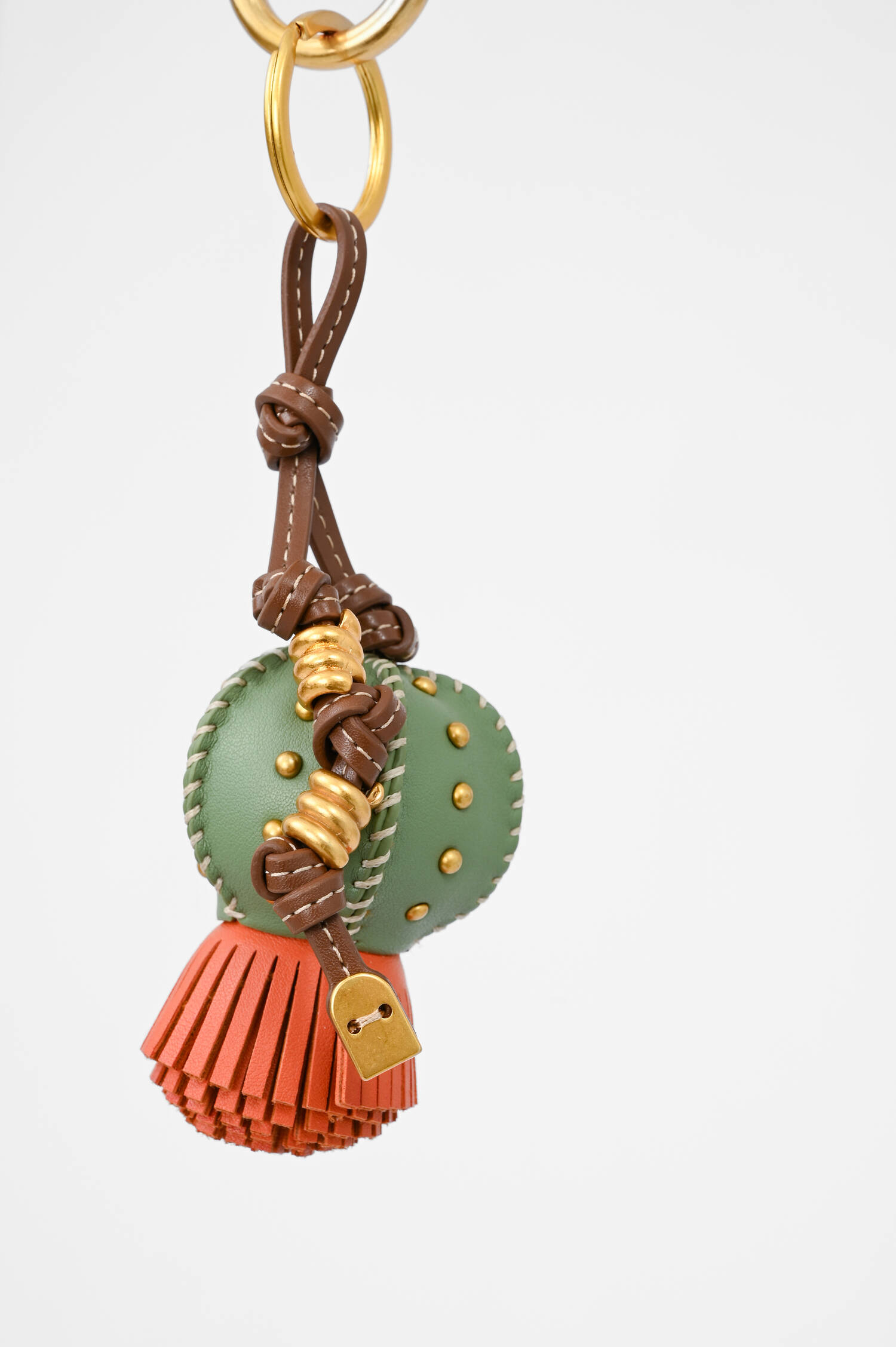 Schlüsselanhänger KAKTUS mit Leder-Details in Grün