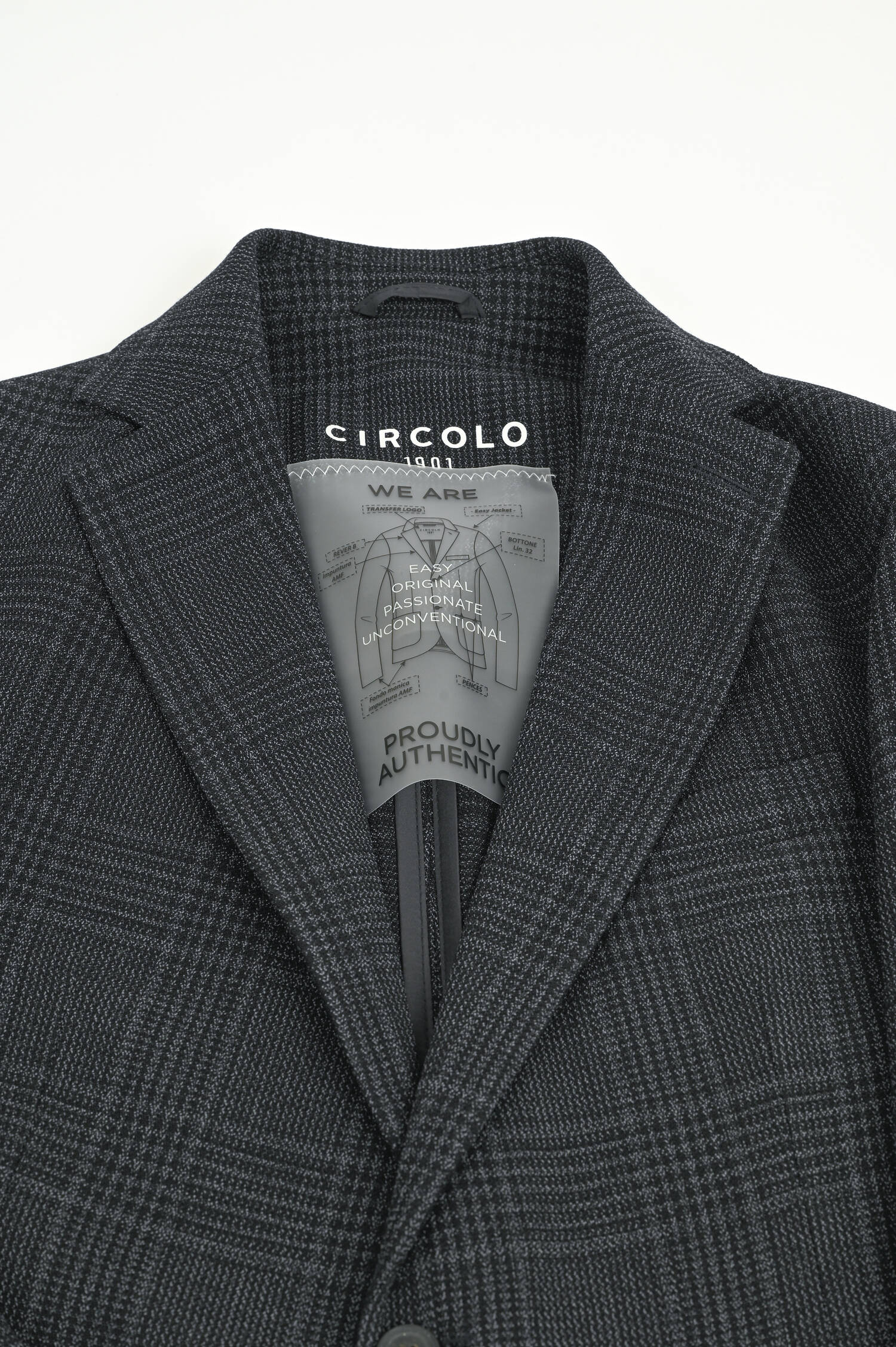  Kariertes Baumwollsakko in Grau