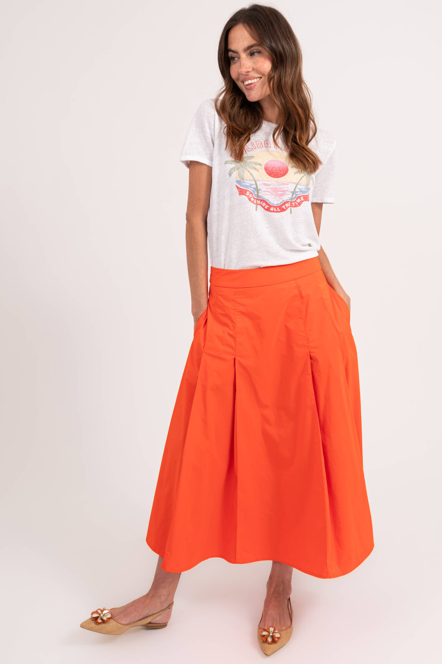 Faltenrock JAELYN in Orange