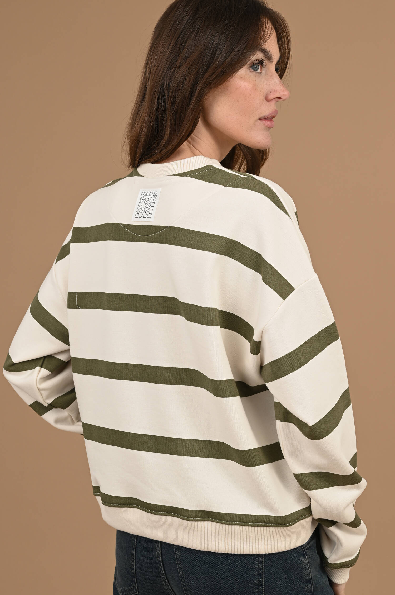 Ringelsweater LOVELY in Ecru/Khaki