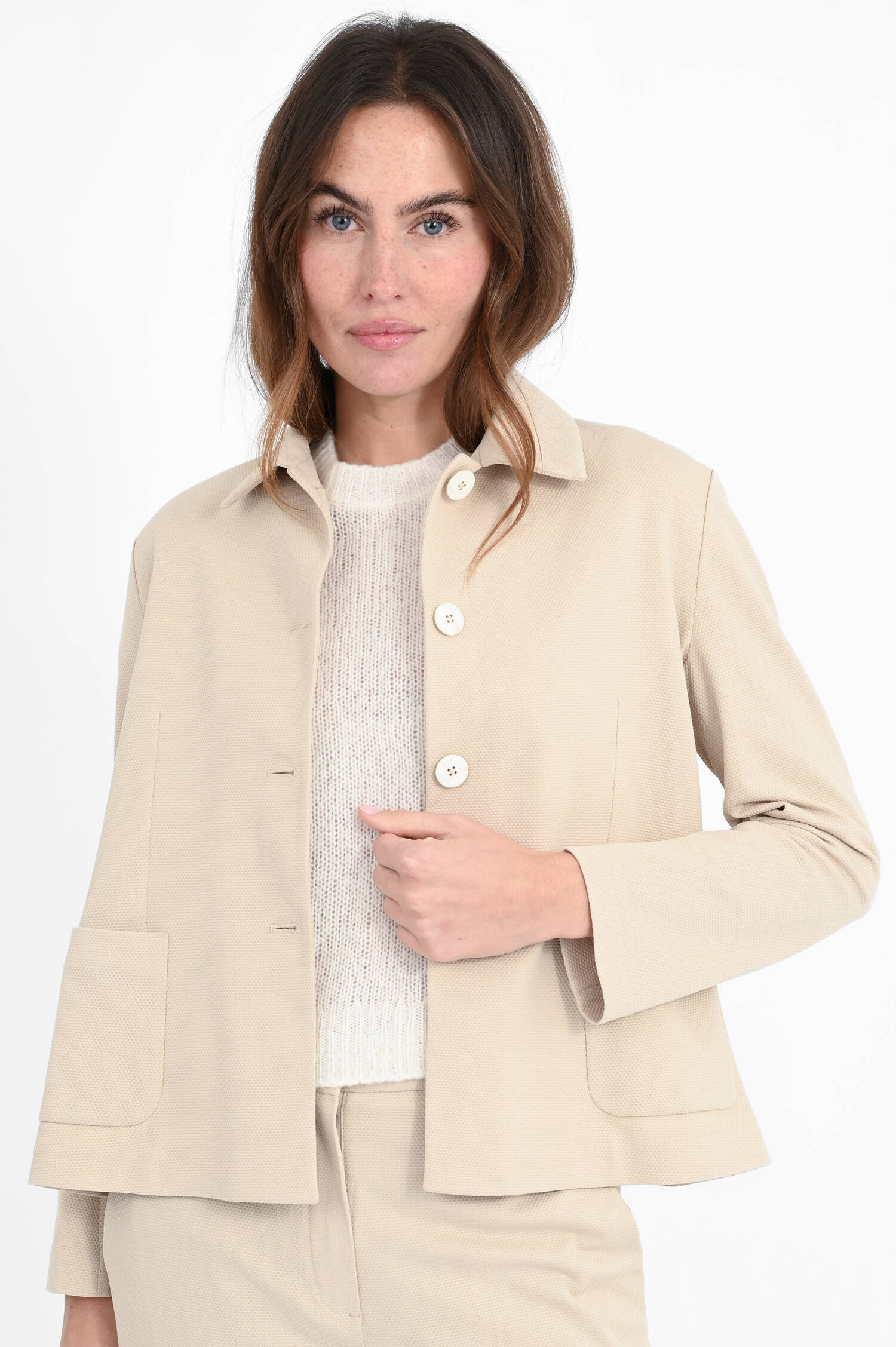 Caban Jacke aus Baumwolle in Beige