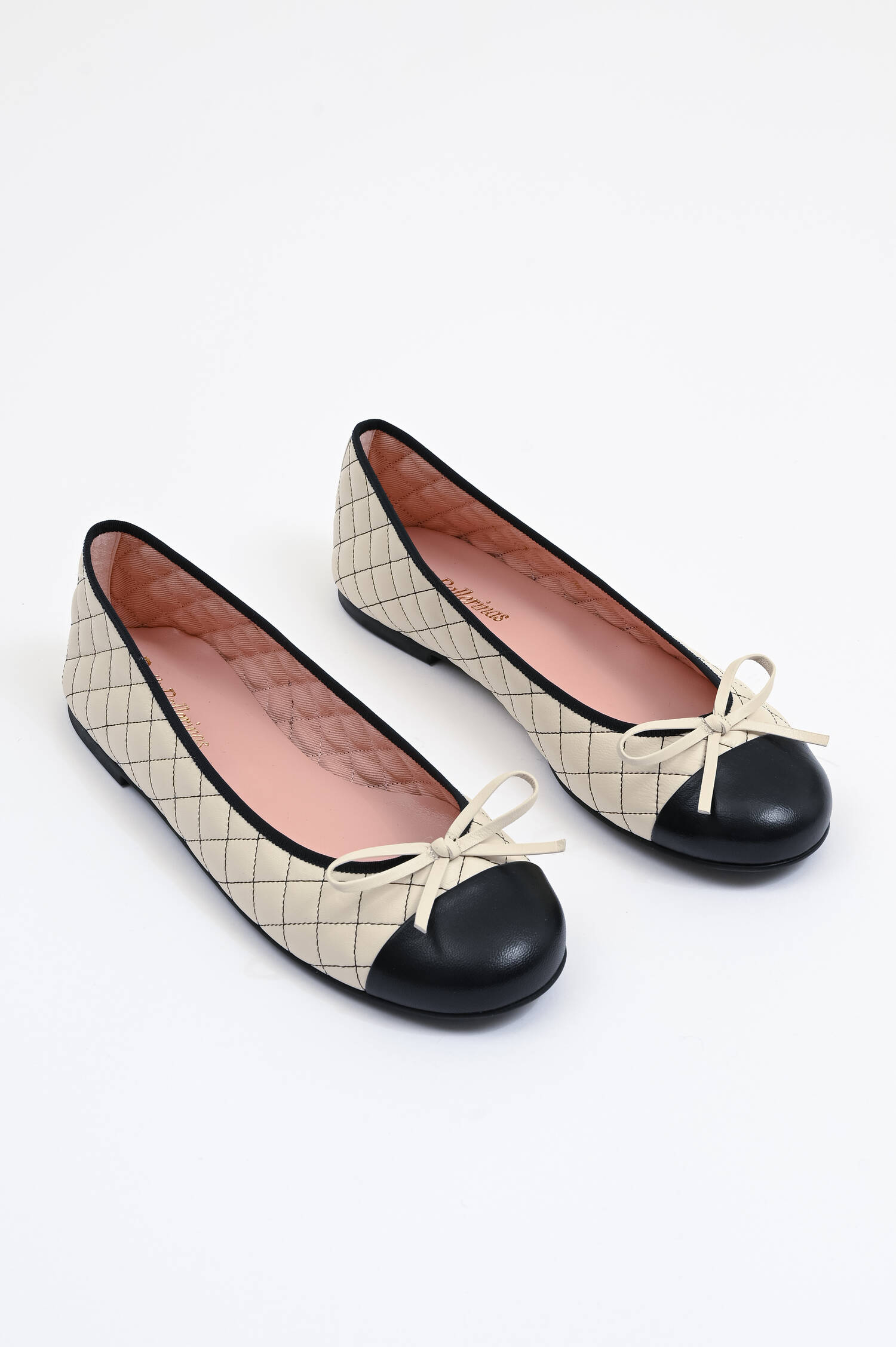  Gesteppte Ballerina in Creme/Schwarz